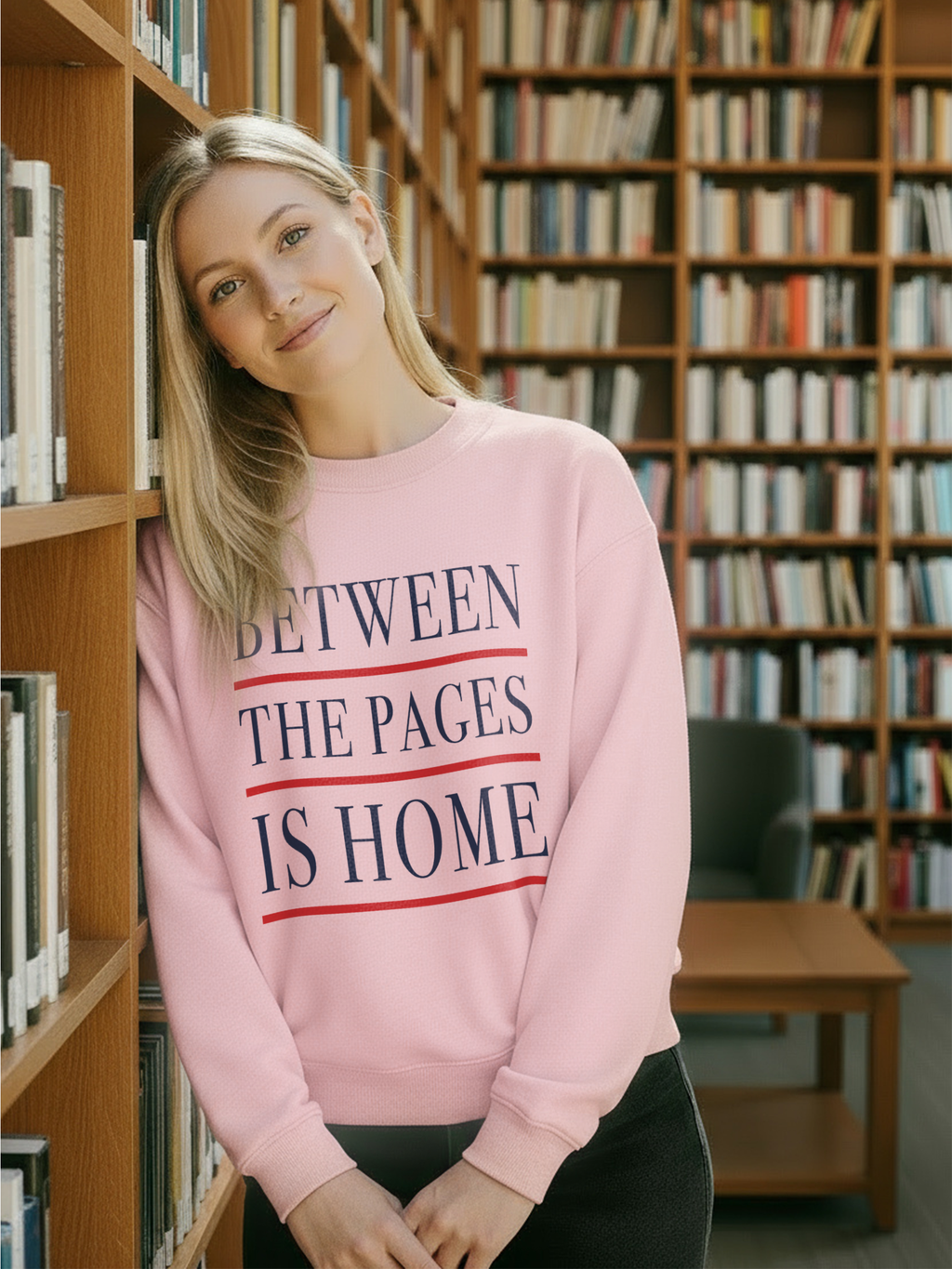 Between the Pages is Home Sweatshirt, Vintage Book Lover Sweatshirt, Reading Gift, Librarian Sweatshirt, Cozy Reader Gift, Bookworm Pullover, Bookish Crewneck