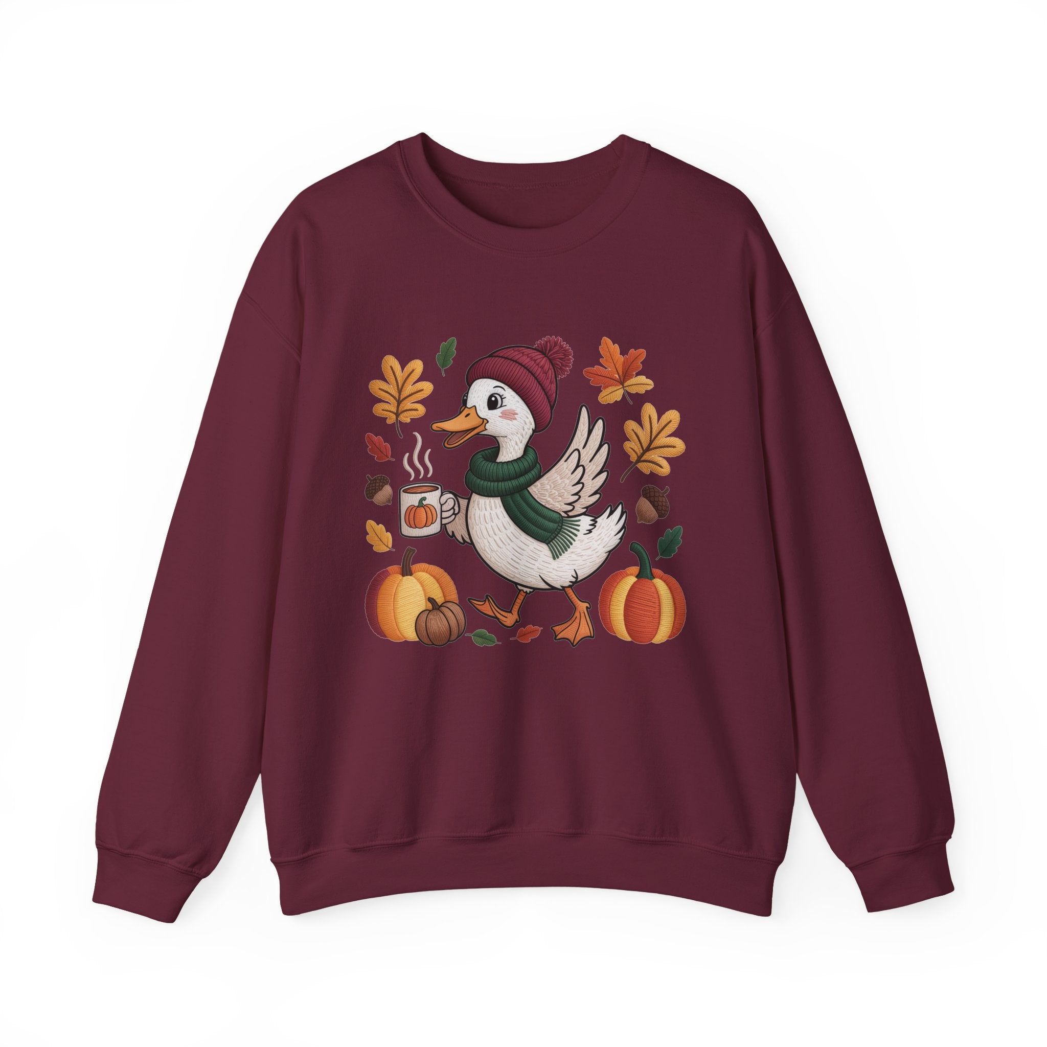 Fall Duck Sweatshirt, Cozy Autumn Pumpkin Sweatshirt, Vintage Fall Crewneck, Cute Animal Lover Gift, Thanksgiving Pullover, Cozy Season Sweatshirt