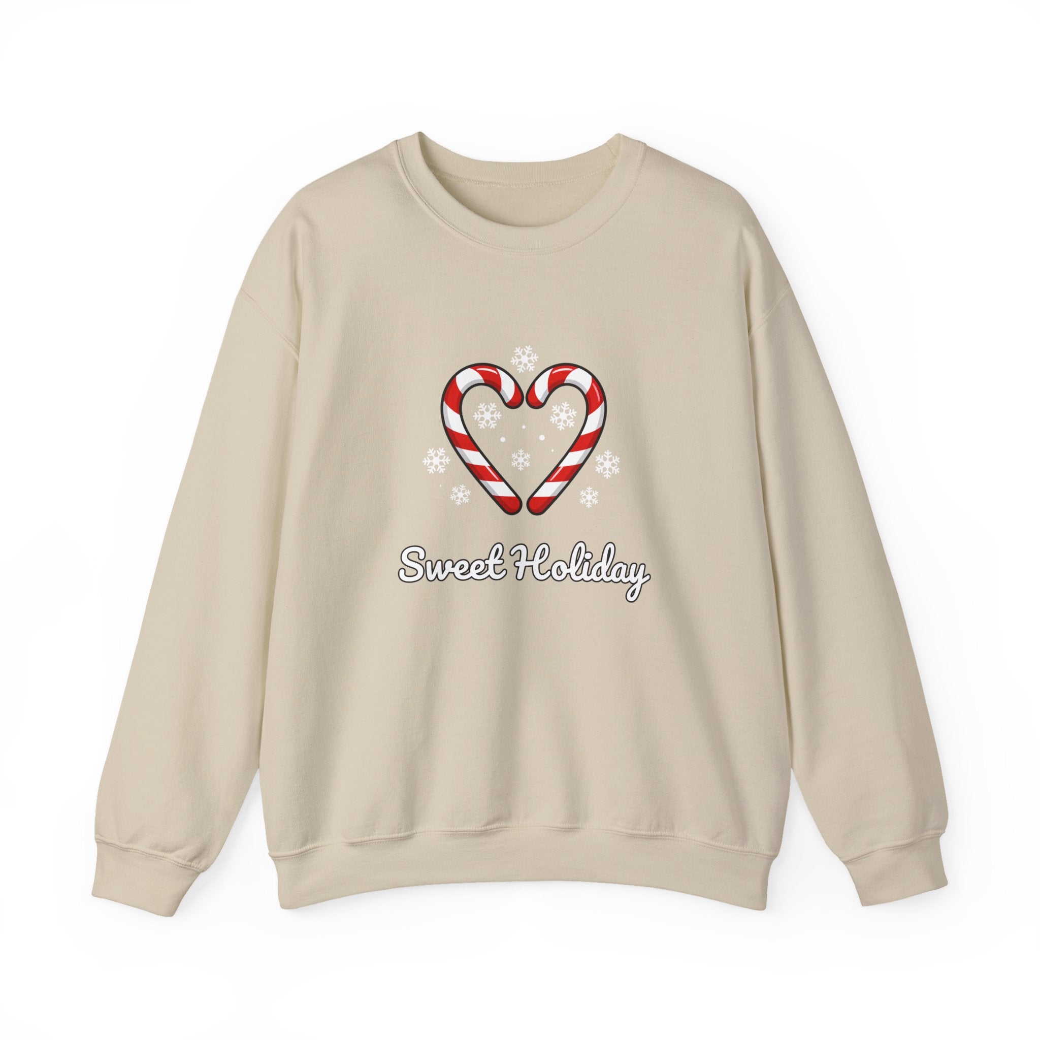 Sweet Holiday Sweatshirt, Candy Cane Heart Christmas Sweater, Snowflake Winter Sweater, Cute Xmas Crewneck for Women, Christmas Sweatshirt for Women