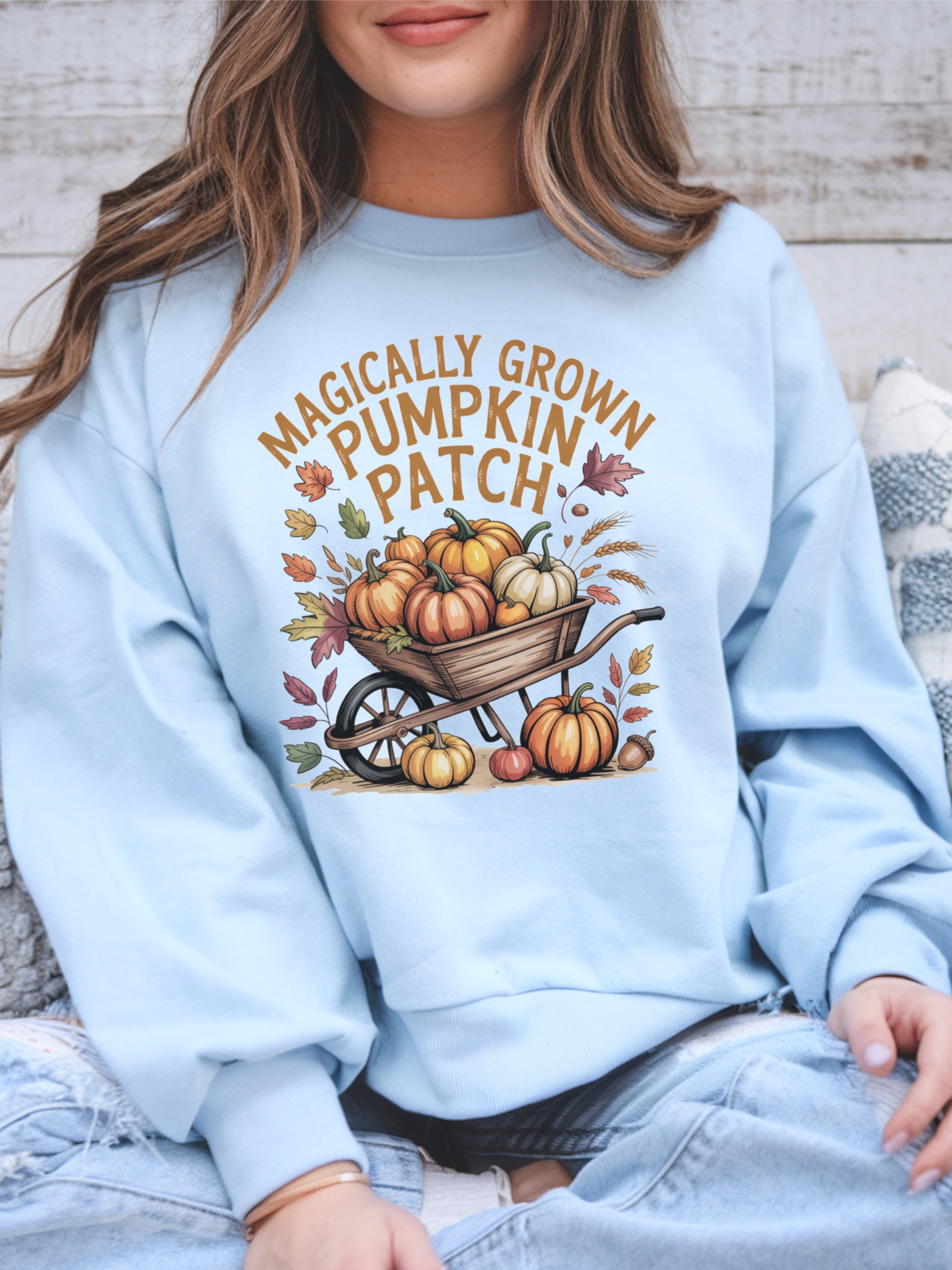 Magically Grown Pumpkin Patch Sweatshirt, Cozy Fall Sweatshirt, Autumn Pumpkin Lover Pullover, Vintage Fall Crewneck, Thanksgiving Shirt, Farmhouse Aesthetic