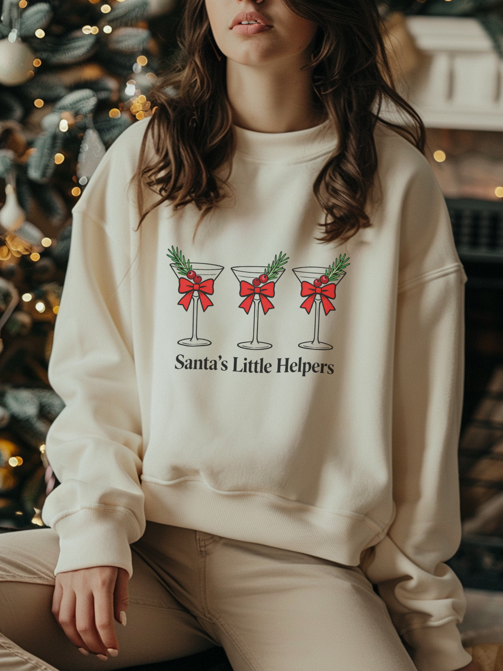 Santa's Little Helpers Sweatshirt, Christmas Woman Crewneck, Womens Christmas Shirt, Christmas Gift, Funny Christmas Shirt, Festive Holiday Gift