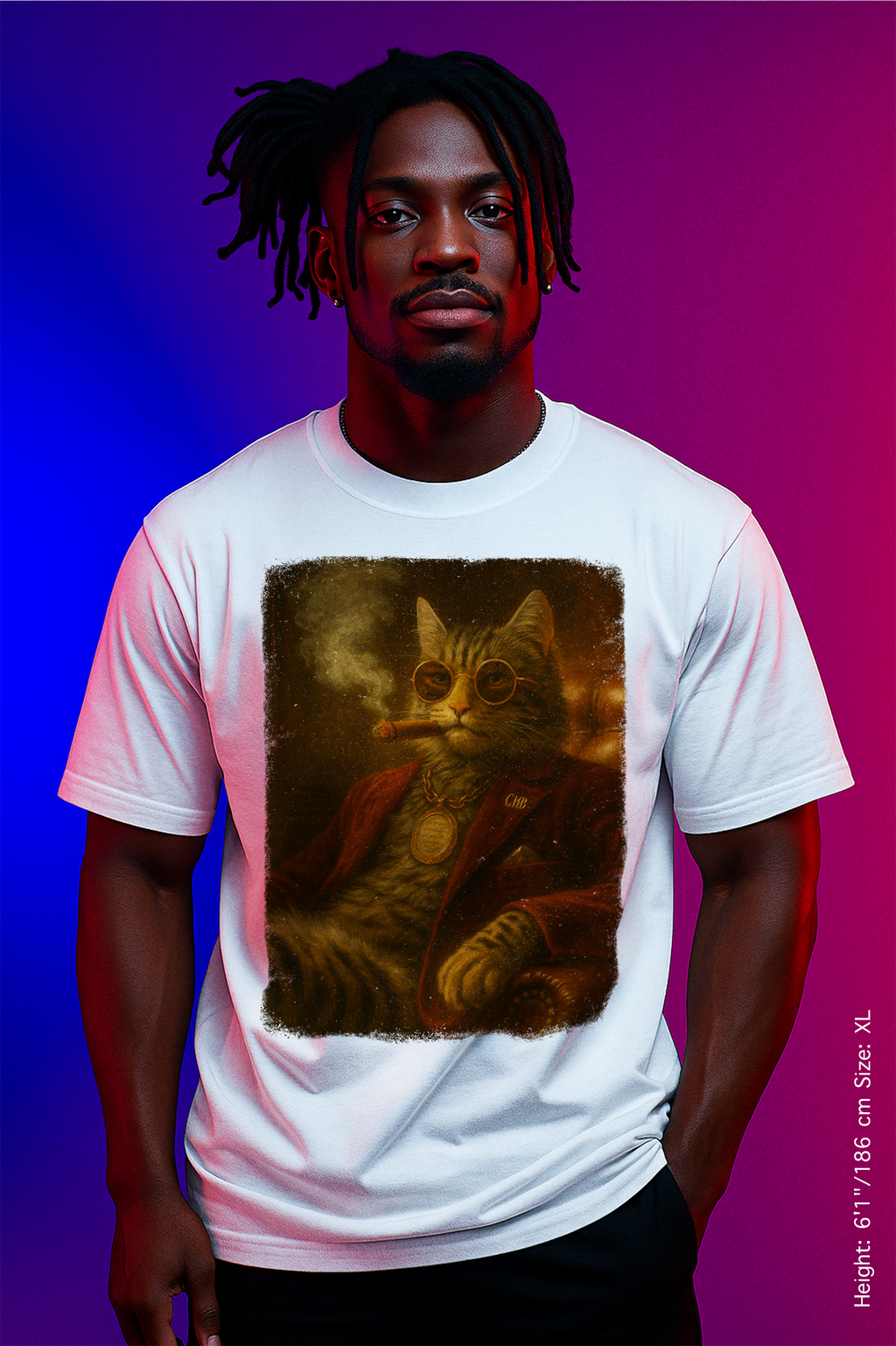 The Chairman Tee – Class, Cigar, Catitude. Artistic Cat Graphic Tee, Vintage Style Unisex T-Shirt, Gift for Cat Lovers, Cozy Casual Wear, Unique Art Design