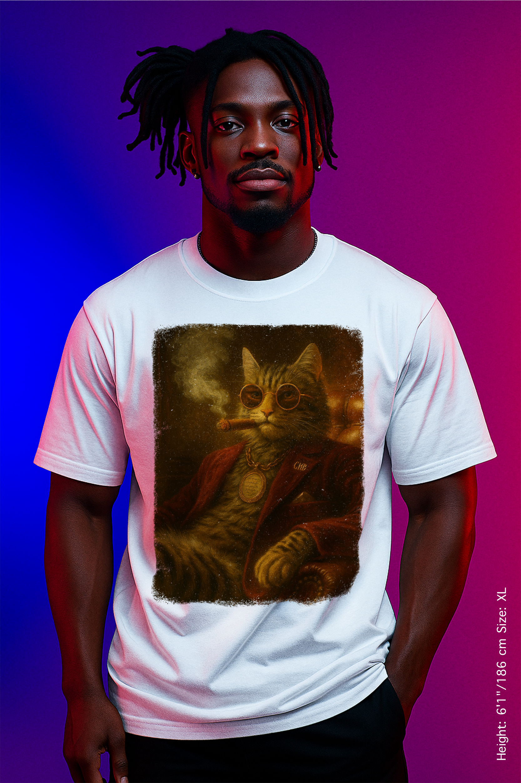 The Chairman Tee – Class, Cigar, Catitude. Artistic Cat Graphic Tee, Vintage Style Unisex T-Shirt, Gift for Cat Lovers, Cozy Casual Wear, Unique Art Design