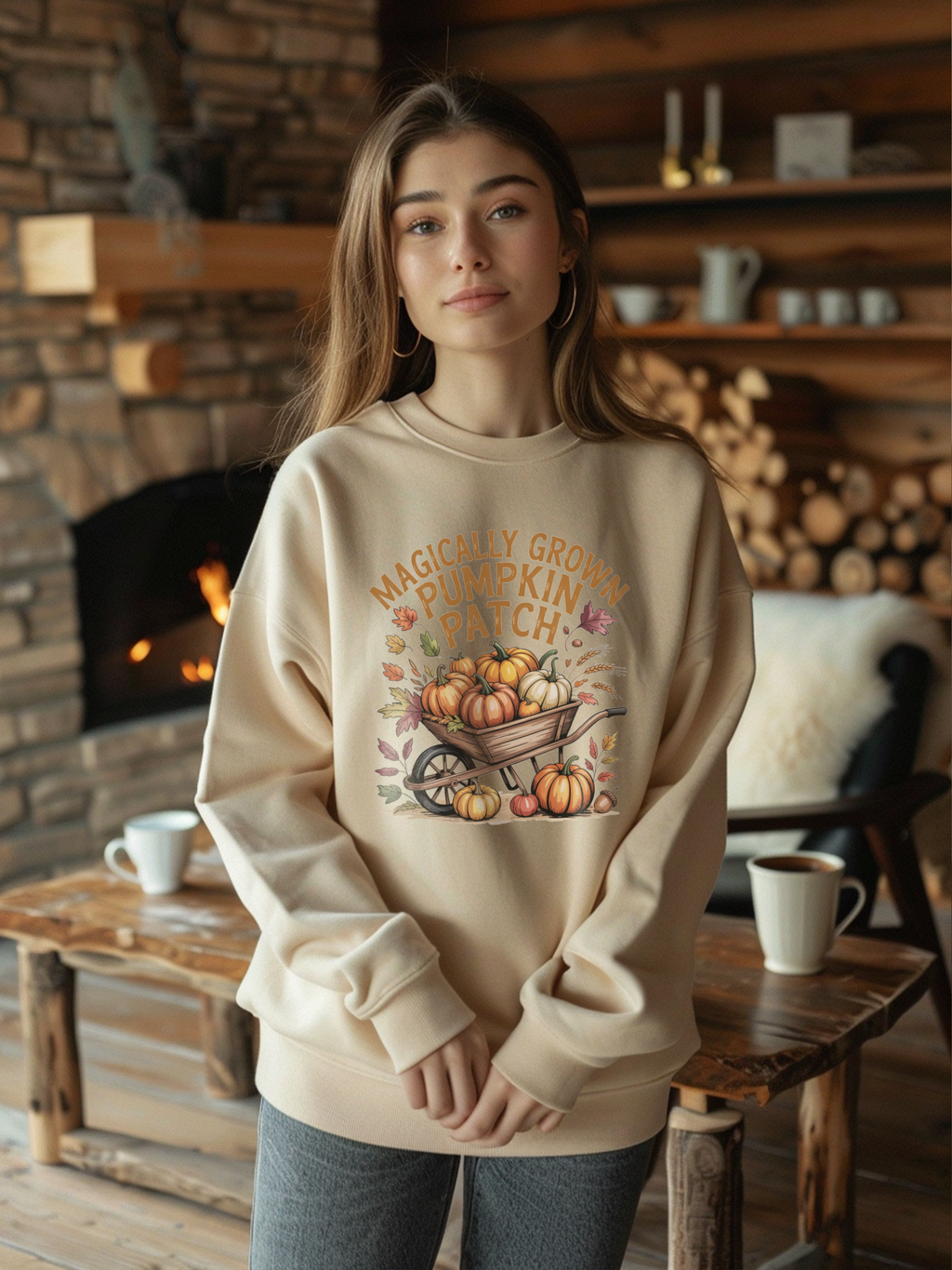 Magically Grown Pumpkin Patch Sweatshirt, Cozy Fall Sweatshirt, Autumn Pumpkin Lover Pullover, Vintage Fall Crewneck, Thanksgiving Shirt, Farmhouse Aesthetic