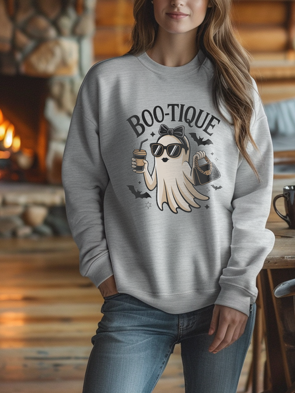 Boo-tique Ghost Sweatshirt, Funny Halloween Sweatshirt, Boujee Ghost Pullover, Spooky Season Crewneck, Glam Halloween Shirt, Fall Coffee Lover Sweatshirt