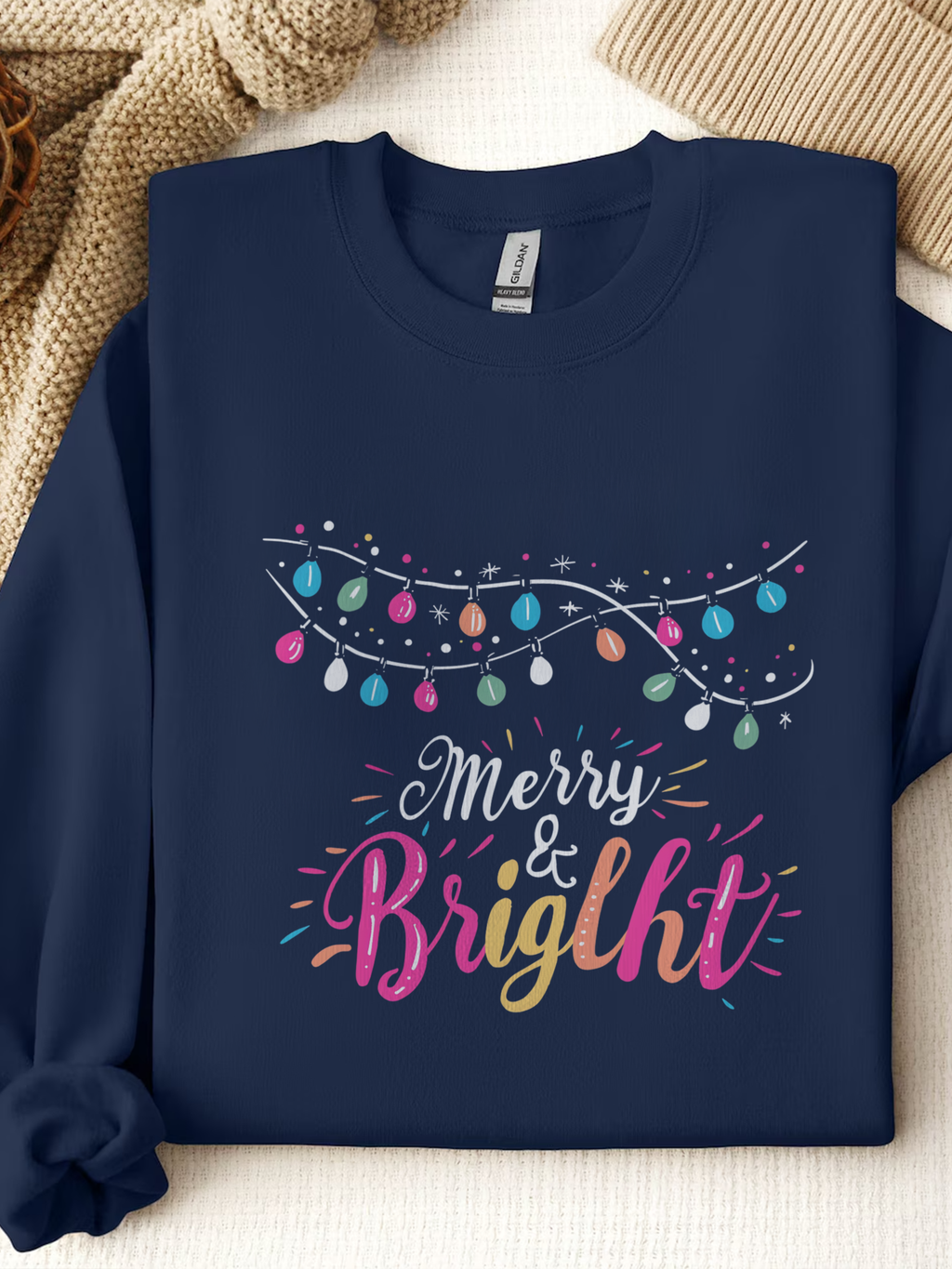 Merry and Bright Sweatshirt, Christmas Crewneck, Family Christmas Sweater, Christmas Shirt for Women, Merry Christmas Sweatshirt, Holiday Woman Gift