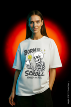 📱💀 Born to Scroll Tee - Doomscroll in Style. Skeleton Graphic T-Shirt, Funny Unisex Tee, Social Media Humor T-Shirt, Gift for Friends