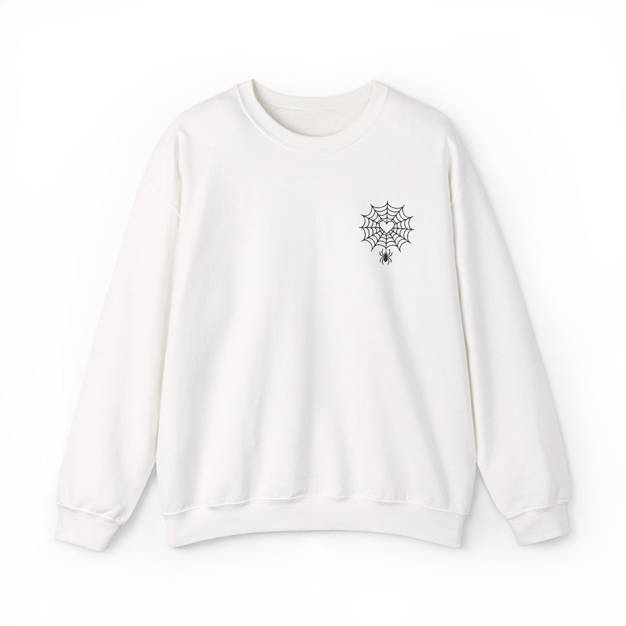 🕷️ Spider Web Minimalist Embroidered Sweatshirt – Subtle, Soft, and Spooky. Cozy Winter Sweatshirt, Unisex Crewneck Sweatshirt, Casual Comfortable Top, Gift for Him/Her, Perfect for Holidays