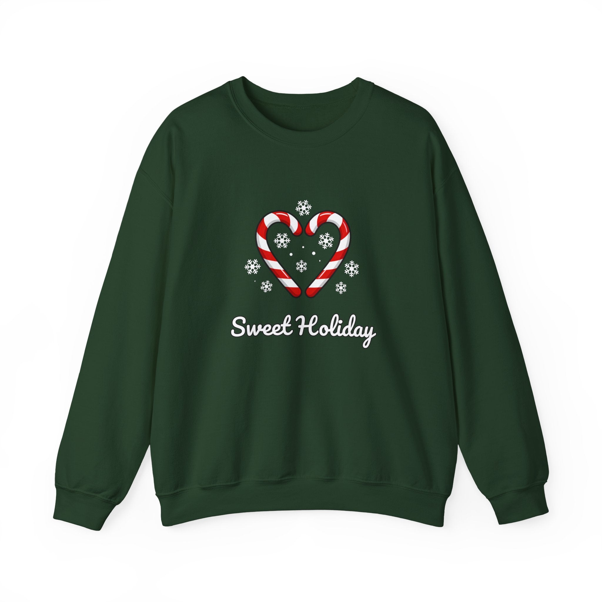 Sweet Holiday Sweatshirt, Candy Cane Heart Christmas Sweater, Snowflake Winter Sweater, Cute Xmas Crewneck for Women, Christmas Sweatshirt for Women