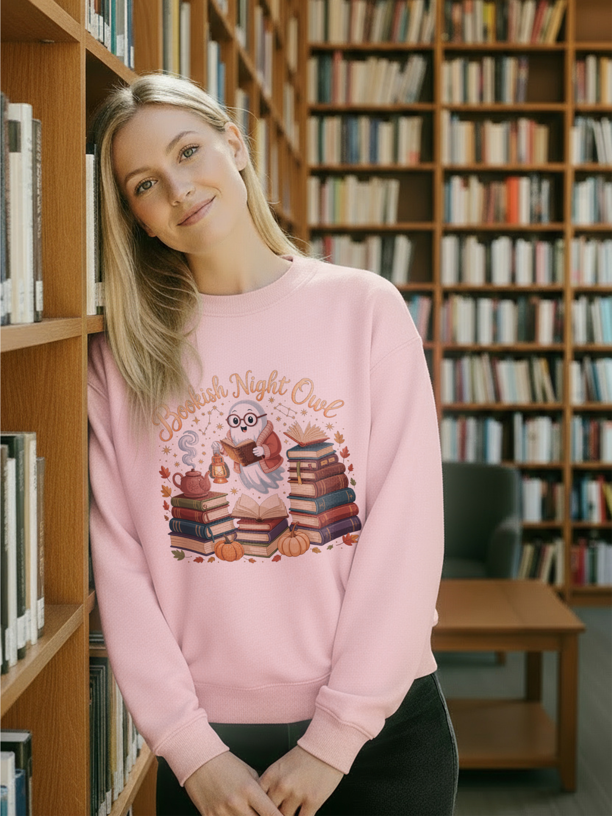 Bookish Night Owl Sweatshirt, Vintage Reading Sweatshirt, Booklover Gift, Reader Gift, Librarian Sweatshirt, Bookworm Pullover, Bookish Crewneck