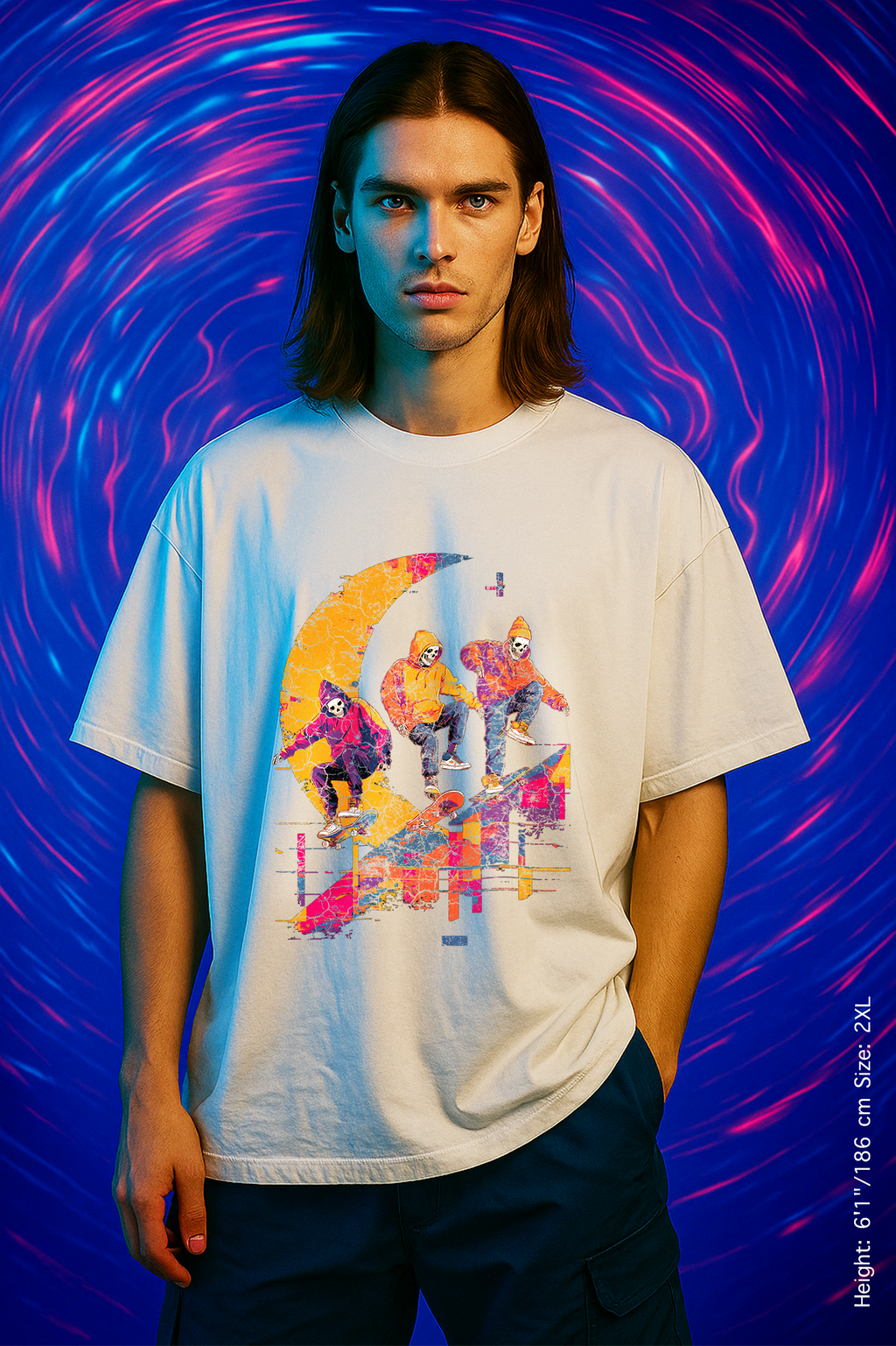 Lunar Shred Tee – Skate or Fade. Vibrant Skater T-Shirt, Casual Streetwear, Graphic Tee, Unisex Gift for Skate Lovers, Summer Vibes, Trendy Outfit