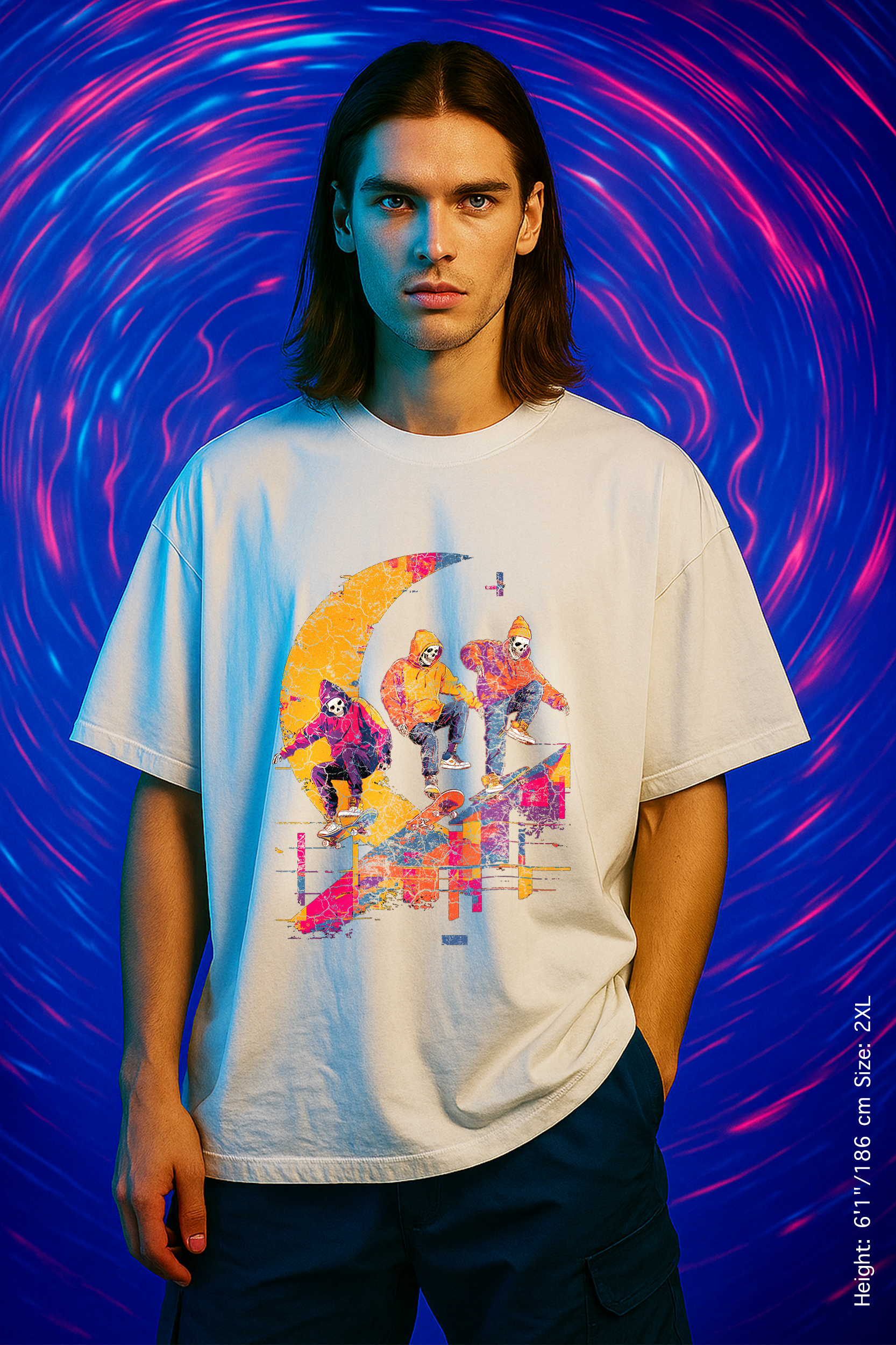 Lunar Shred Tee – Skate or Fade. Vibrant Skater T-Shirt, Casual Streetwear, Graphic Tee, Unisex Gift for Skate Lovers, Summer Vibes, Trendy Outfit