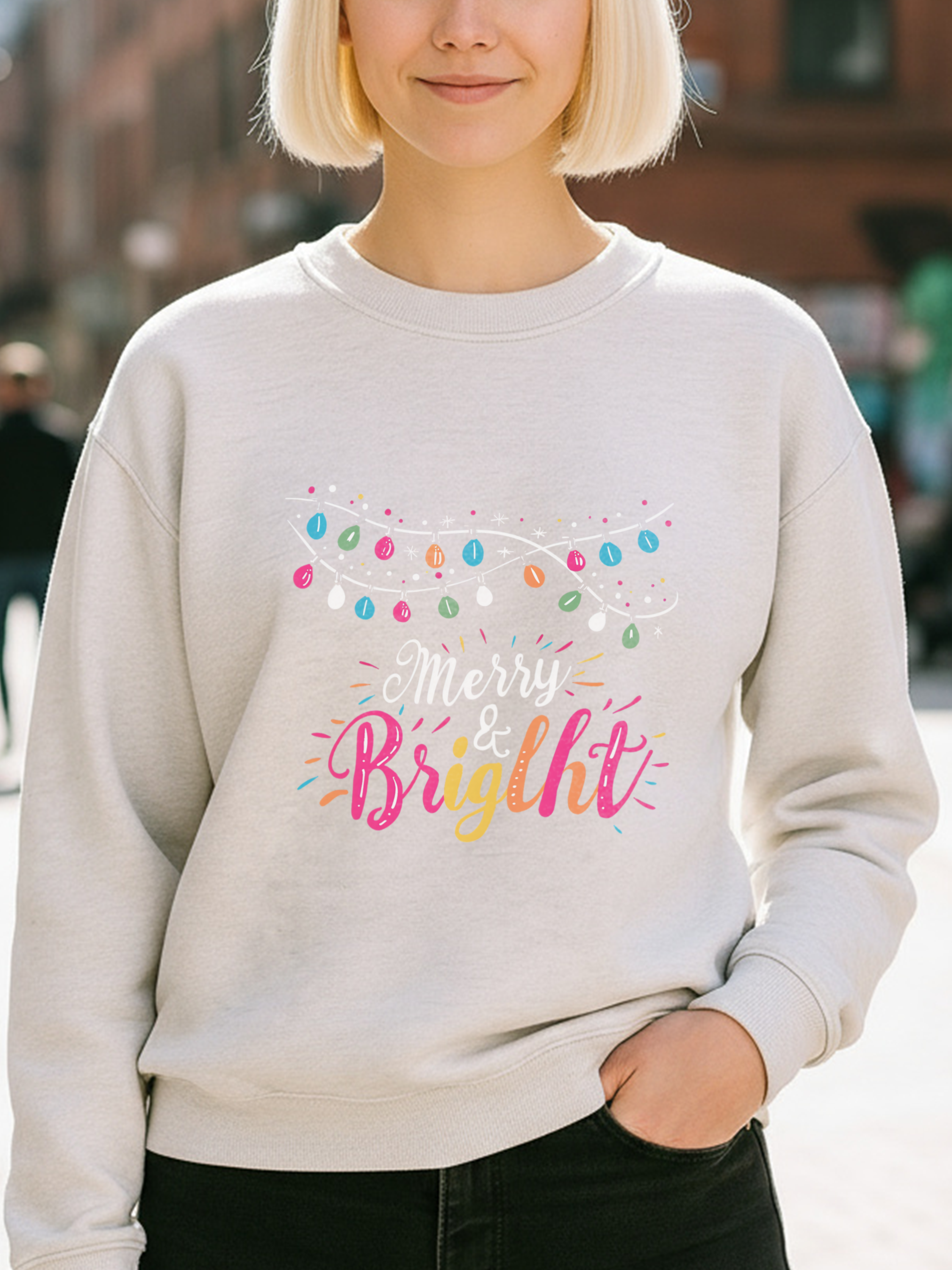 Merry and Bright Sweatshirt, Christmas Crewneck, Family Christmas Sweater, Christmas Shirt for Women, Merry Christmas Sweatshirt, Holiday Woman Gift
