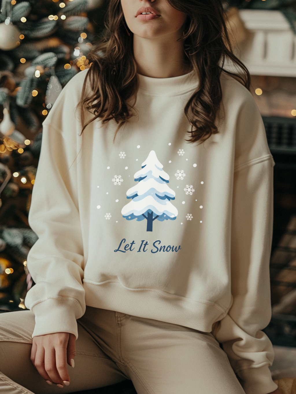 Let It Snow Sweatshirt, Christmas Tree Crewneck, Woman Winter Sweatshirt, Christmas Shirts for Women, Winter Sweatshirt, Winter Gift for Women
