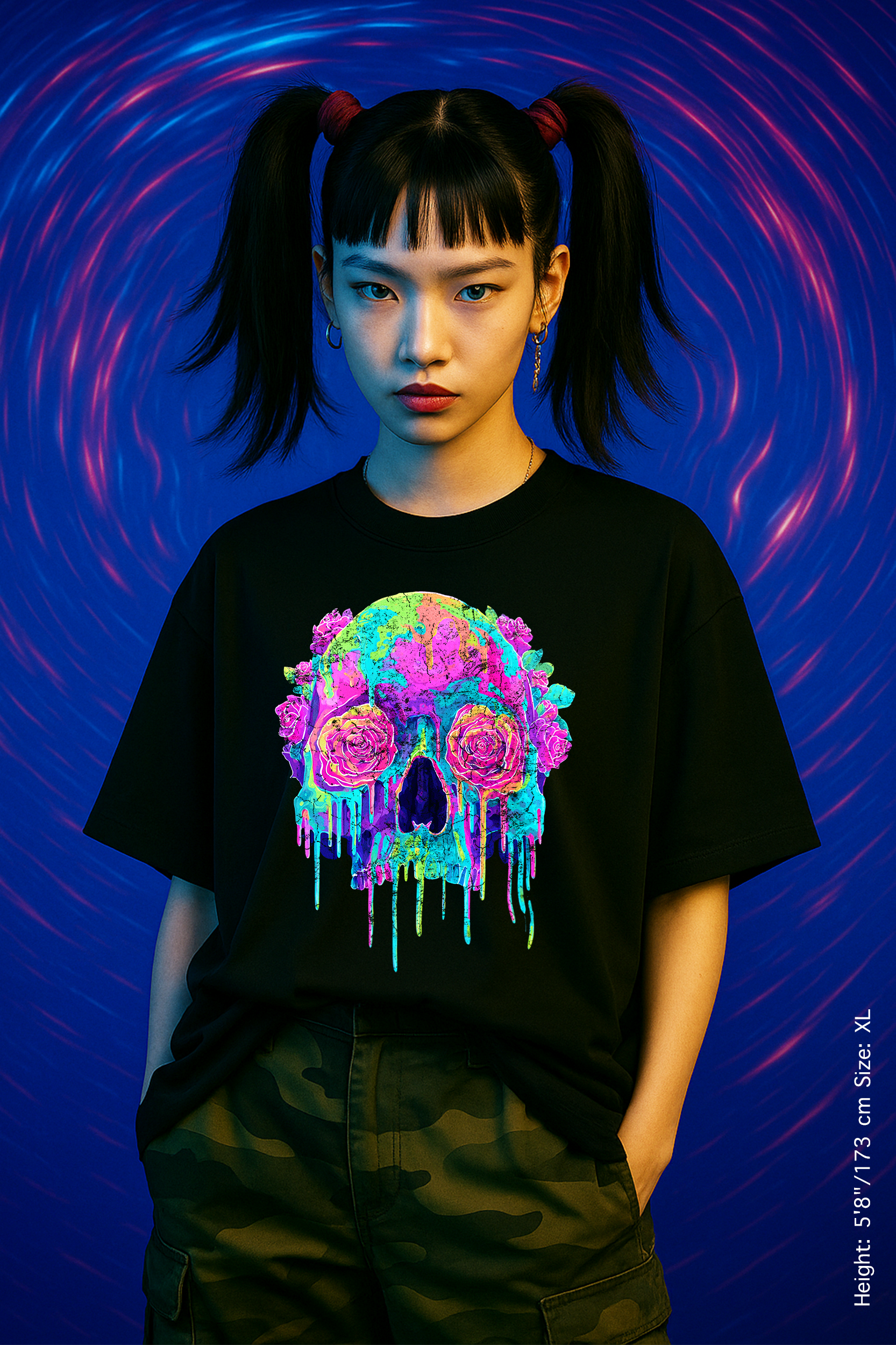 Meltdown Bloom Tee – Pretty. Poisonous. Permanent.  Vibrant Skull Floral Unisex T-Shirt, Artistic Tee, Colorful Skull Shirt, Gift for Artists, Unisex Fashion Tee