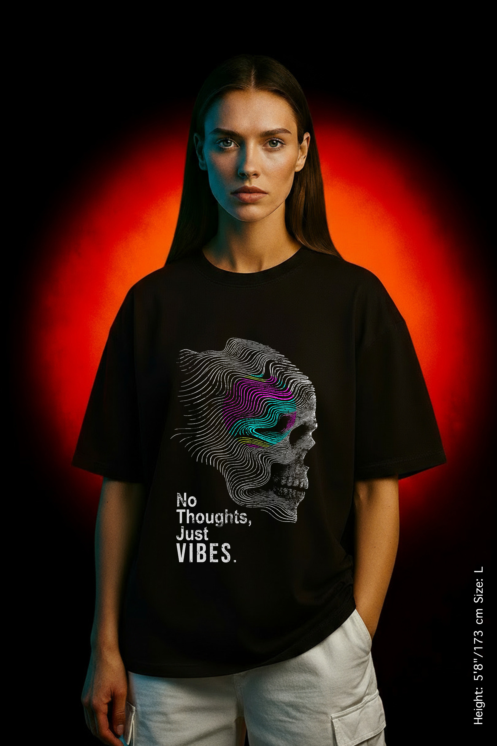 🧠  No Thoughts, Just Vibes Tee - Overthinking Is Dead. Skull T-shirt, Unisex Graphic Tee, Streetwear Fashion, Alternative Style, Festival Clothing