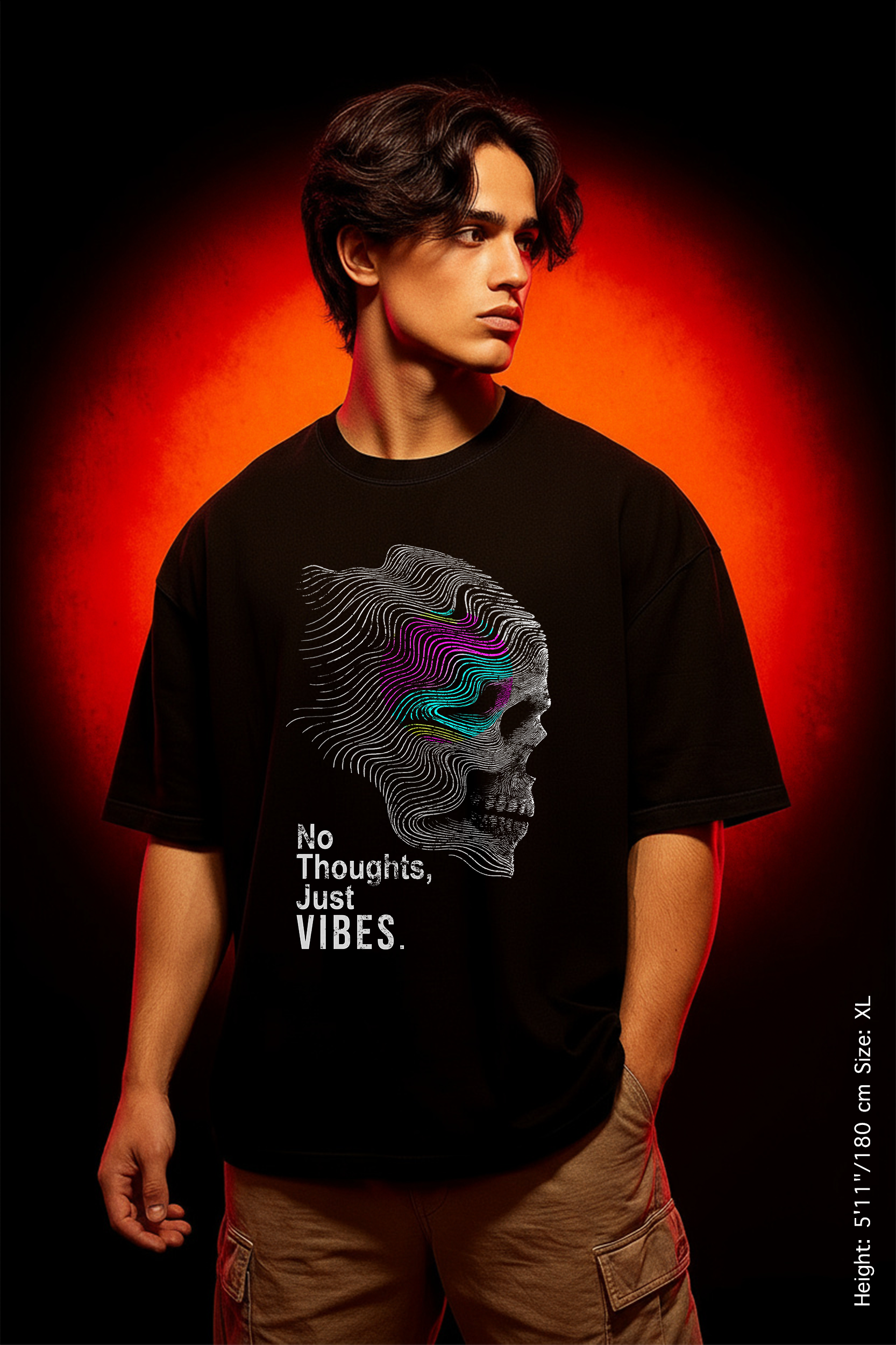 🧠  No Thoughts, Just Vibes Tee - Overthinking Is Dead. Skull T-shirt, Unisex Graphic Tee, Streetwear Fashion, Alternative Style, Festival Clothing