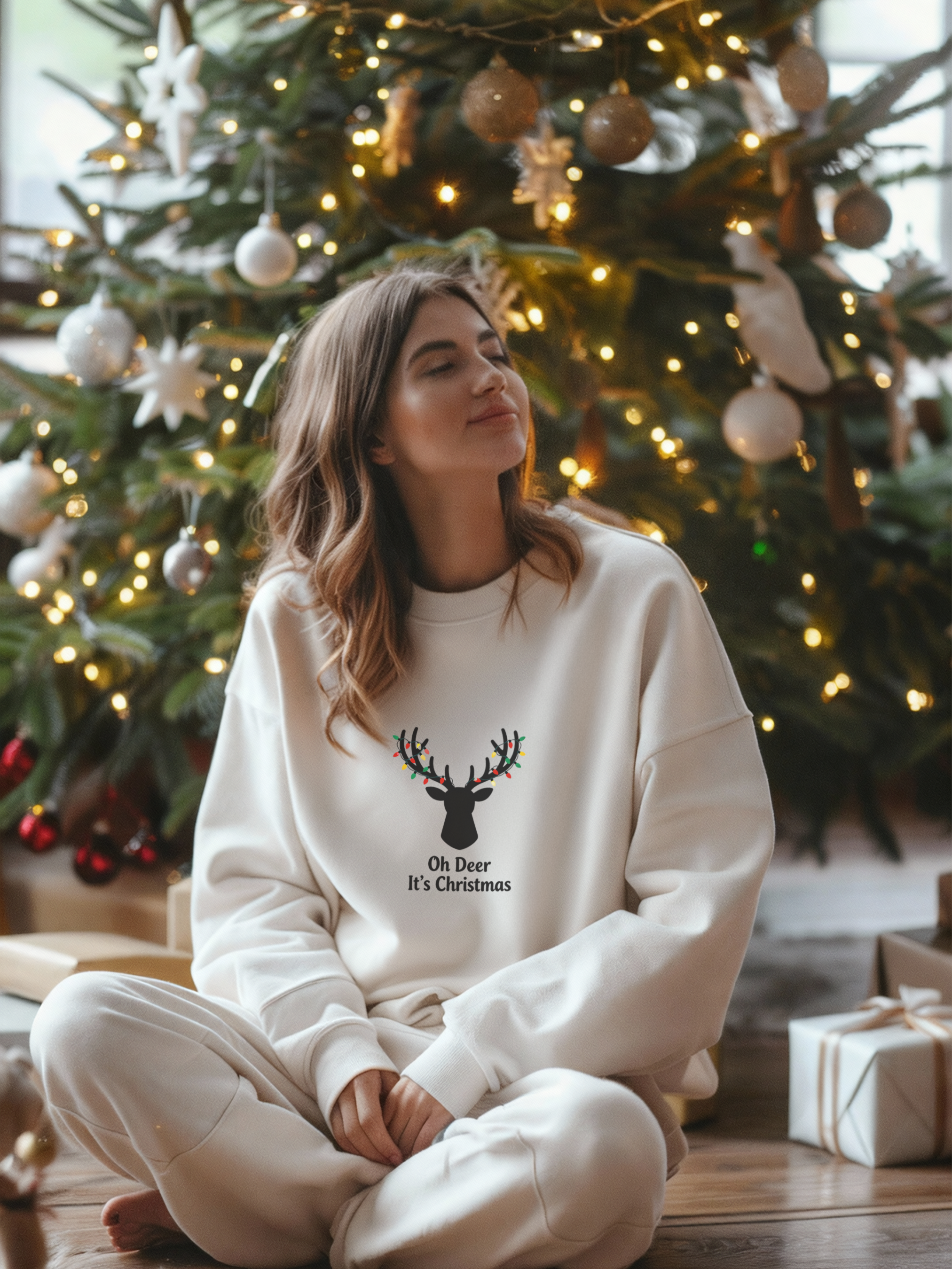 Oh Dear Christmas Sweatshirt, Deer Christmas Crewneck, Cute Christmas Woman Sweater, Christmas Gift Sweater, Holiday Shirt, Xmas Sweatshirt