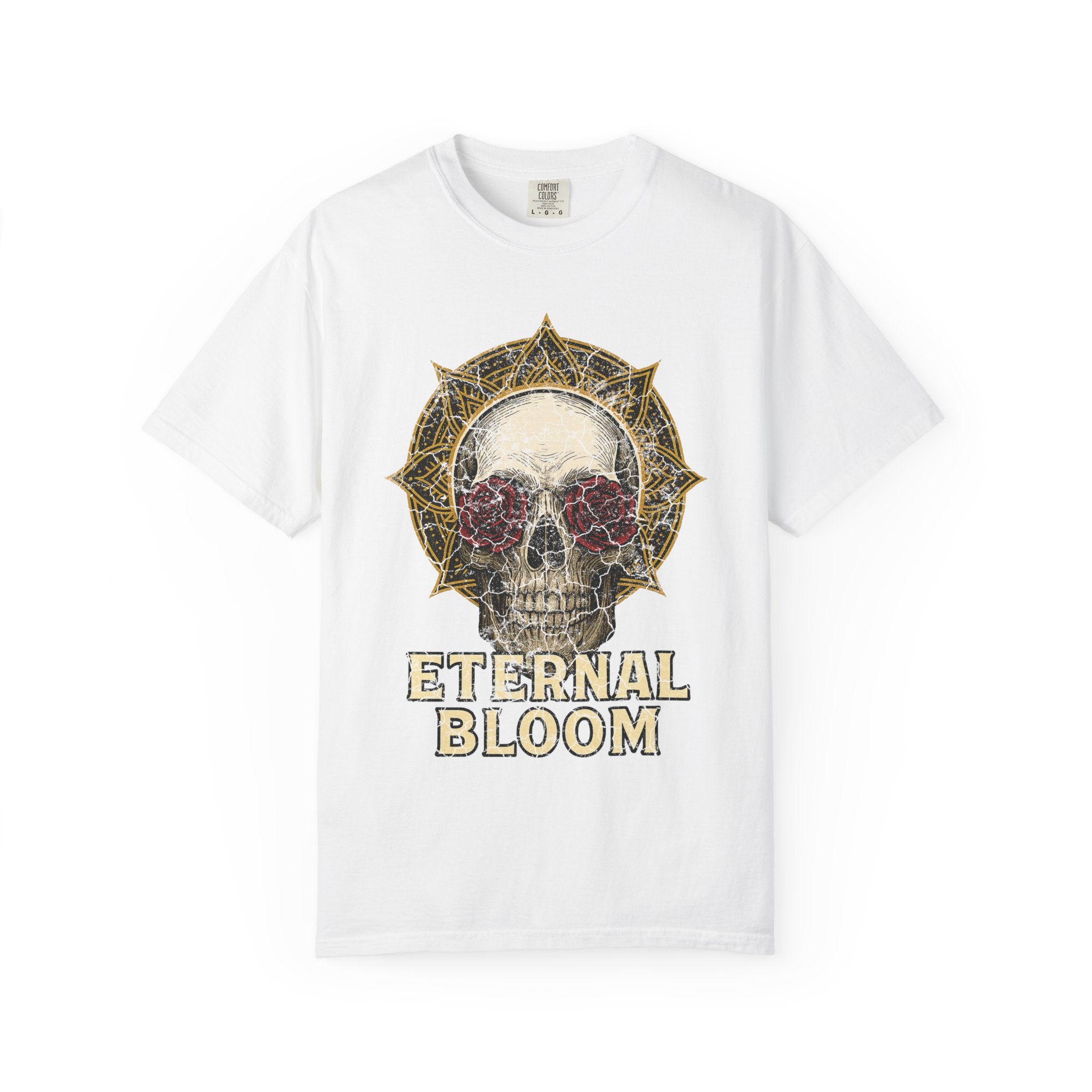 Eternal Bloom Tee – Death is Not the End. Unisex T-Shirt, Graphic Tee for Nature Lovers, Skull Design, Perfect for Festivals, Unique Gift Idea, Comfortable Casual Wear
