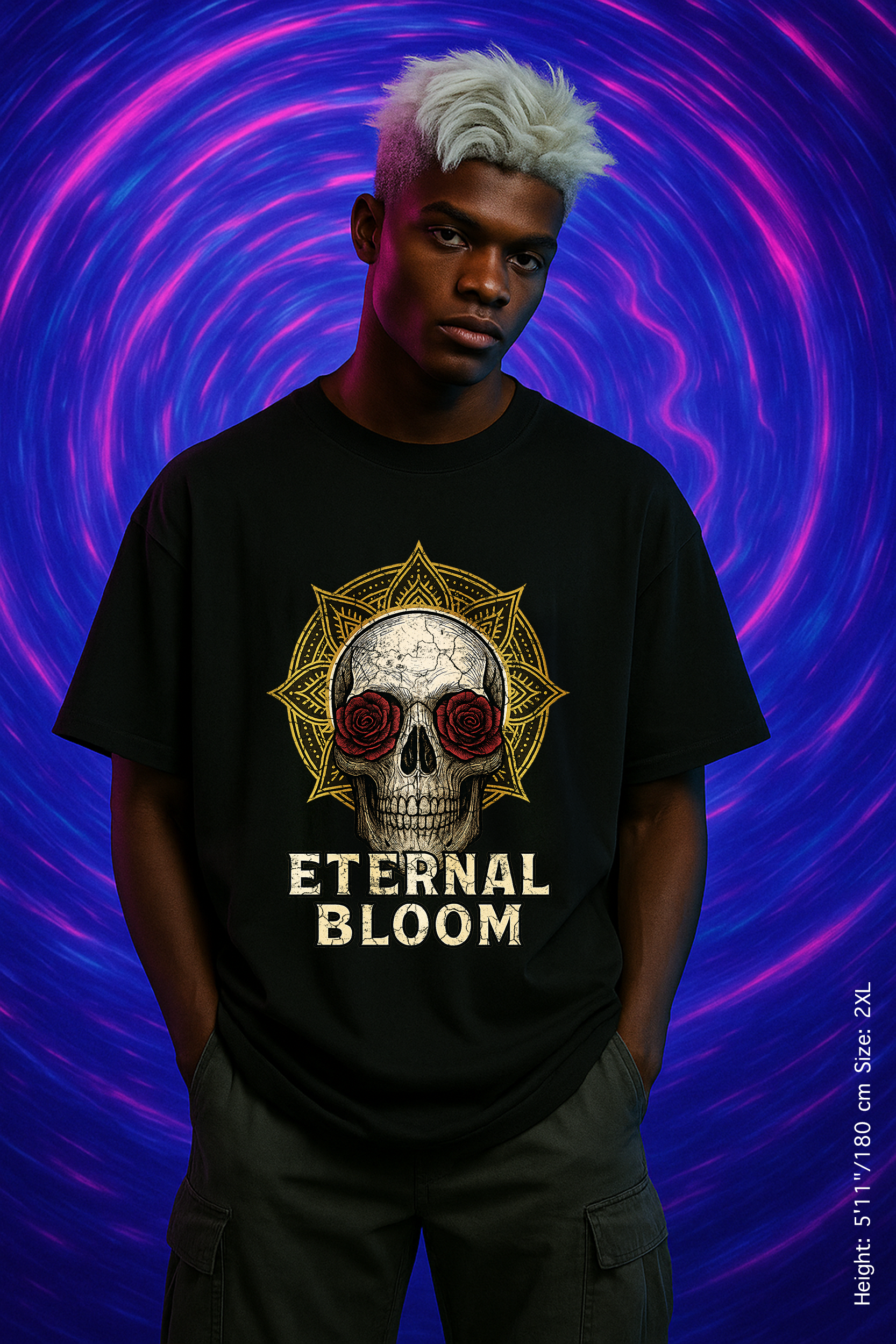 Eternal Bloom Tee – Death is Not the End. Unisex T-Shirt, Graphic Tee for Nature Lovers, Skull Design, Perfect for Festivals, Unique Gift Idea, Comfortable Casual Wear