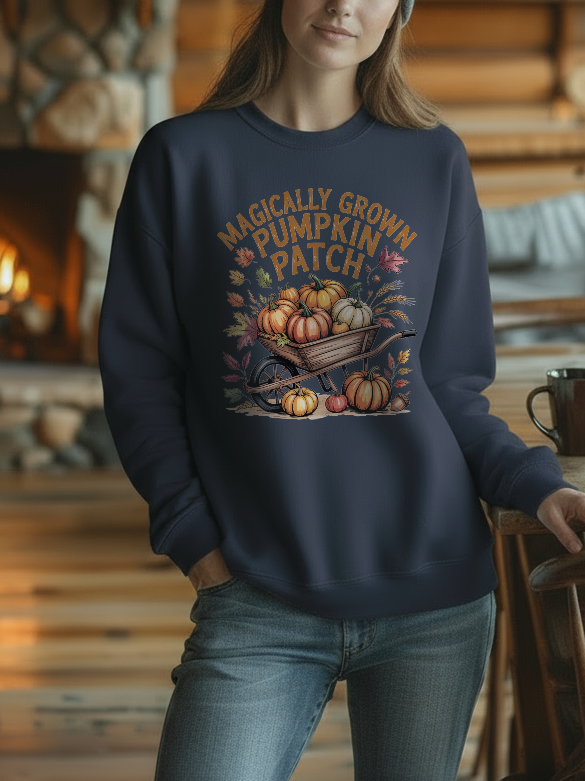 Magically Grown Pumpkin Patch Sweatshirt, Cozy Fall Sweatshirt, Autumn Pumpkin Lover Pullover, Vintage Fall Crewneck, Thanksgiving Shirt, Farmhouse Aesthetic