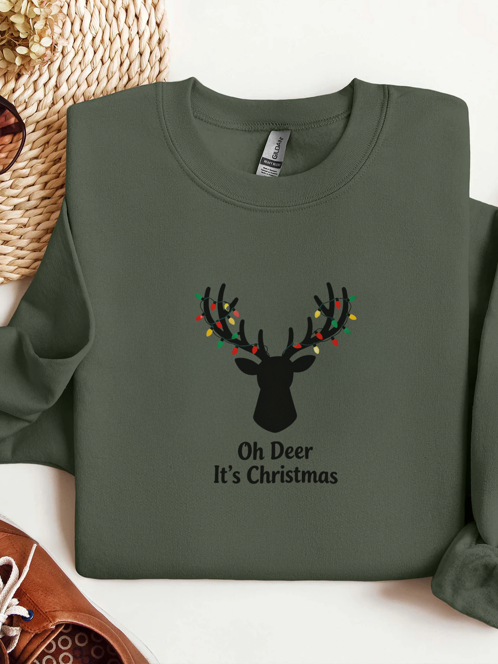Oh Dear Christmas Sweatshirt, Deer Christmas Crewneck, Cute Christmas Woman Sweater, Christmas Gift Sweater, Holiday Shirt, Xmas Sweatshirt