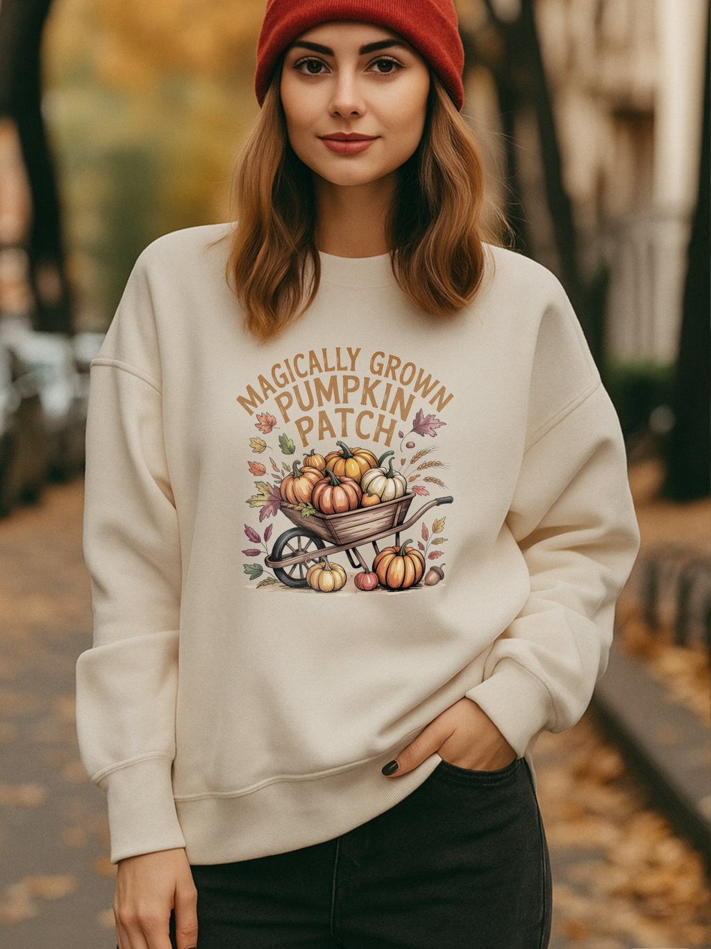 Magically Grown Pumpkin Patch Sweatshirt, Cozy Fall Sweatshirt, Autumn Pumpkin Lover Pullover, Vintage Fall Crewneck, Thanksgiving Shirt, Farmhouse Aesthetic
