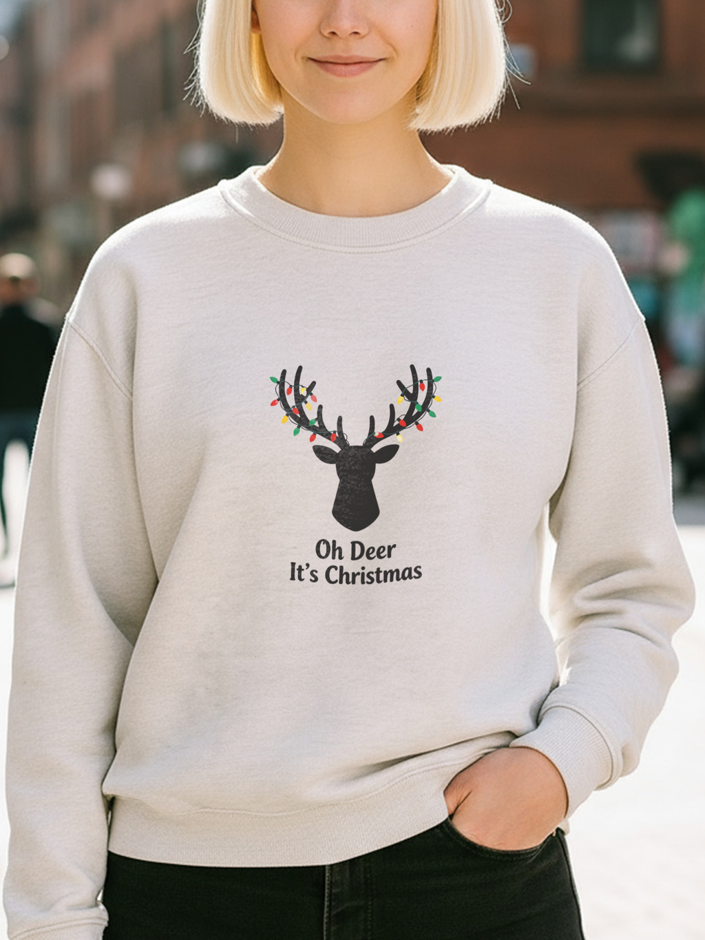 Oh Dear Christmas Sweatshirt, Deer Christmas Crewneck, Cute Christmas Woman Sweater, Christmas Gift Sweater, Holiday Shirt, Xmas Sweatshirt