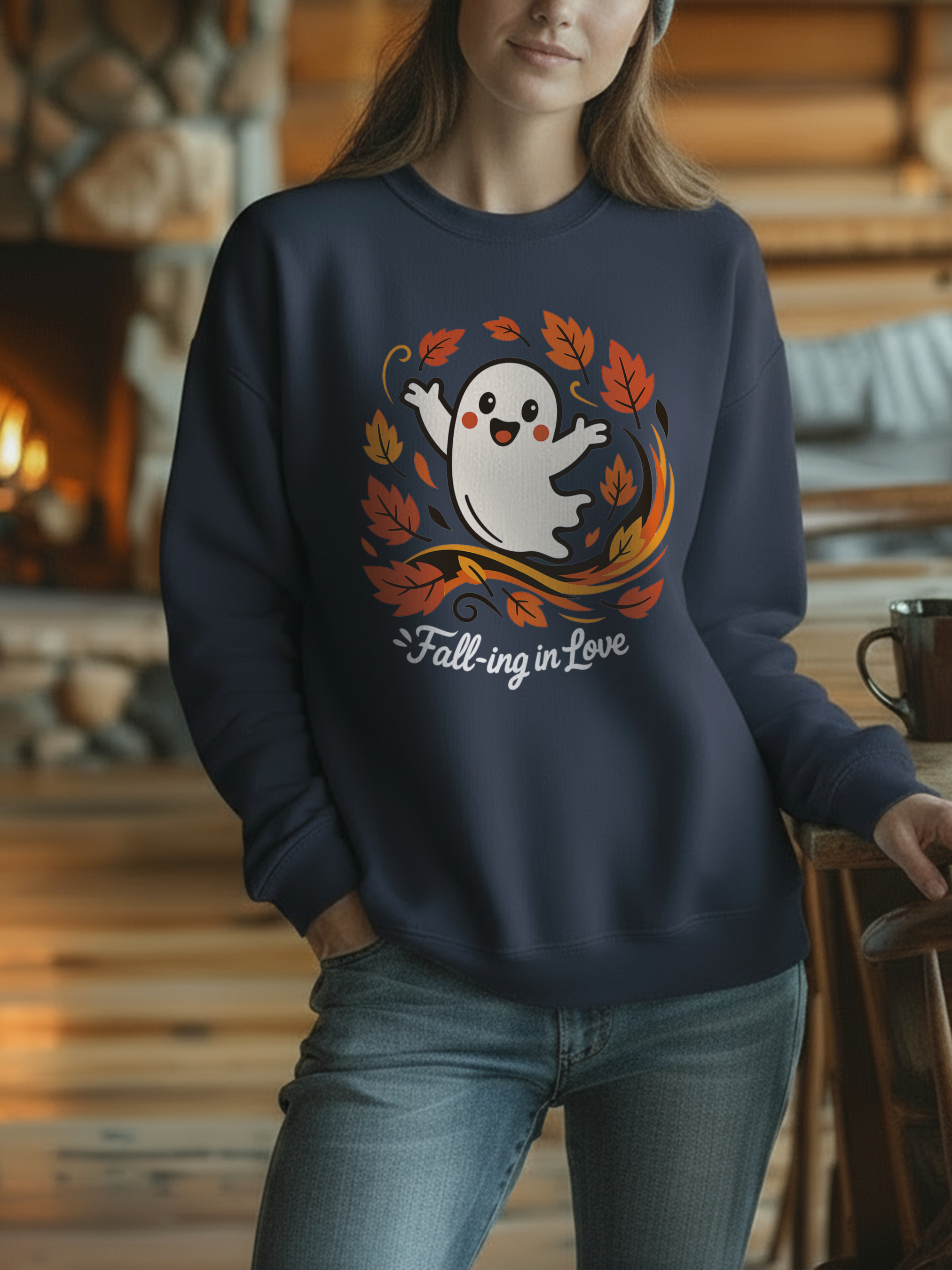 Ghost Fall Sweatshirt, Cute Halloween Crewneck, Cozy Fall Pullover, Autumn Aesthetic Crewneck, Spooky Season Gift, Fall Lovers Sweatshirt