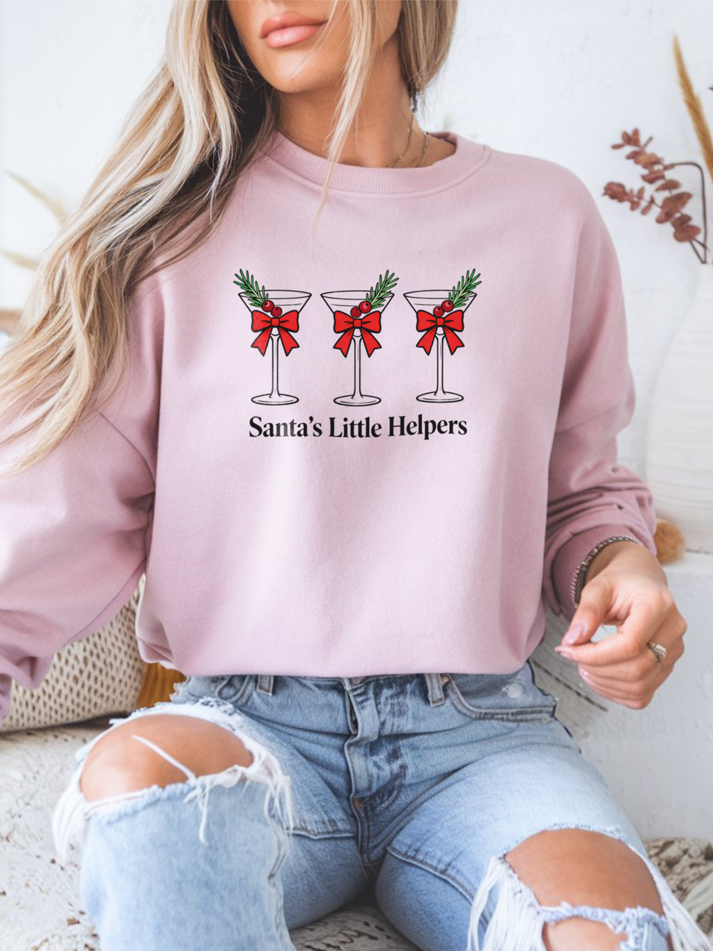 Santa's Little Helpers Sweatshirt, Christmas Woman Crewneck, Womens Christmas Shirt, Christmas Gift, Funny Christmas Shirt, Festive Holiday Gift