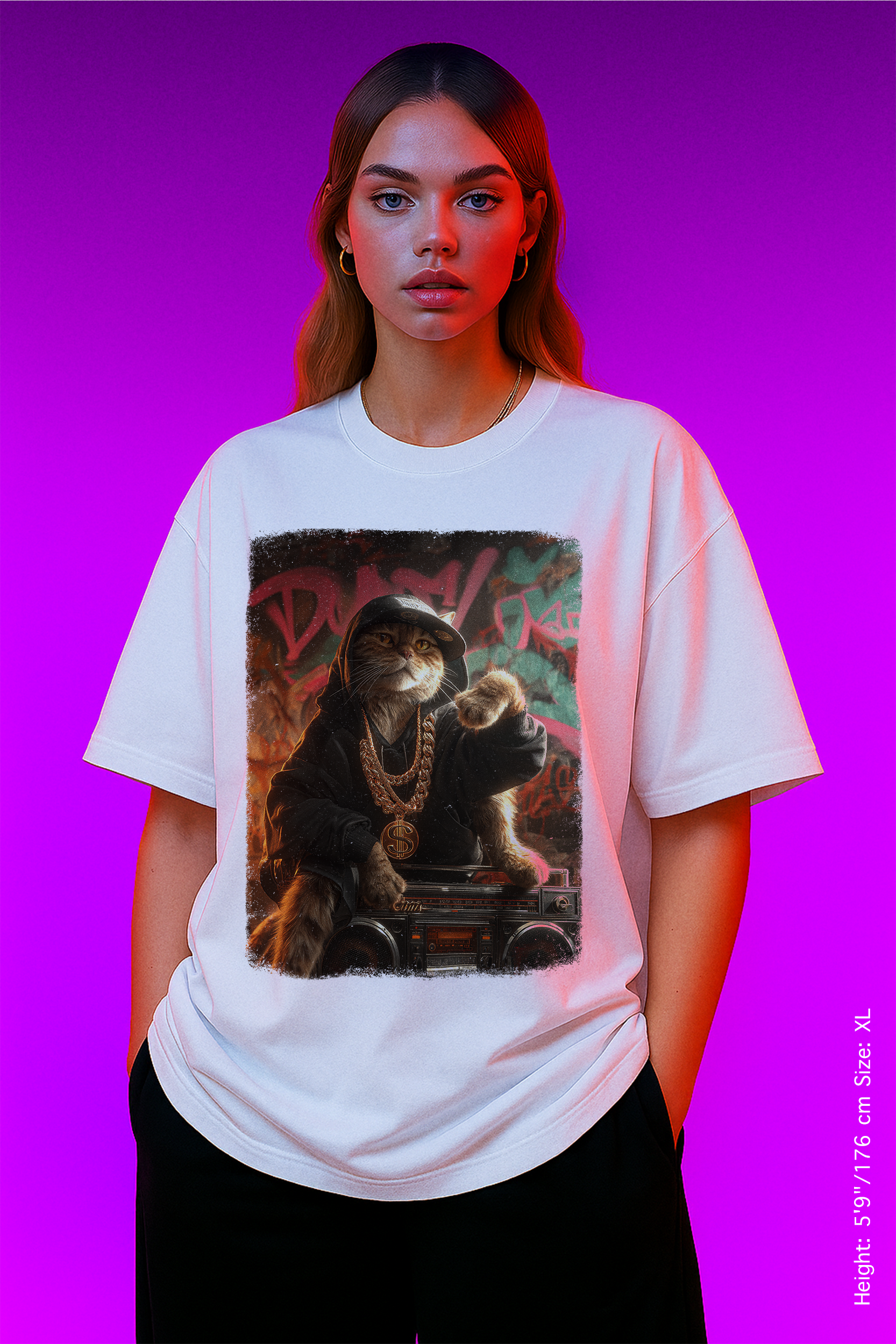 DJ Pawz Tee – Old School Cool, Premium Drop. Cat T-Shirt, Unique Gift for Cat Lovers, Funny Cat Tee, Casual Wear, Perfect for Birthdays, Holidays, or Everyday