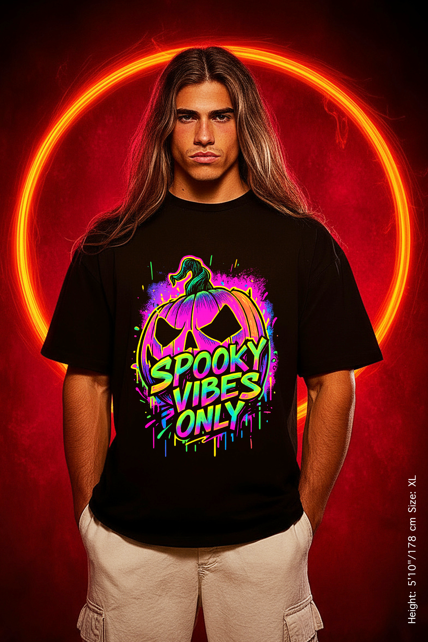 🎃 Spooky Vibes Only Tee - Neon Nights & Pumpkin Bites. Unisex Garment-Dyed T-shirt