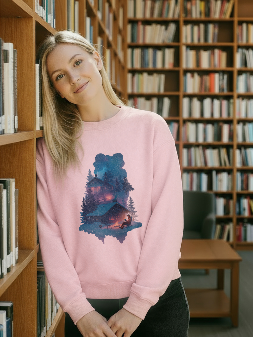 Cozy Cabin Reading Sweatshirt, Vintage Reading Sweatshirt, Booklover Gift, Reader Gift, Librarian Sweatshirt, Bookworm Pullover, Bookish Crewneck