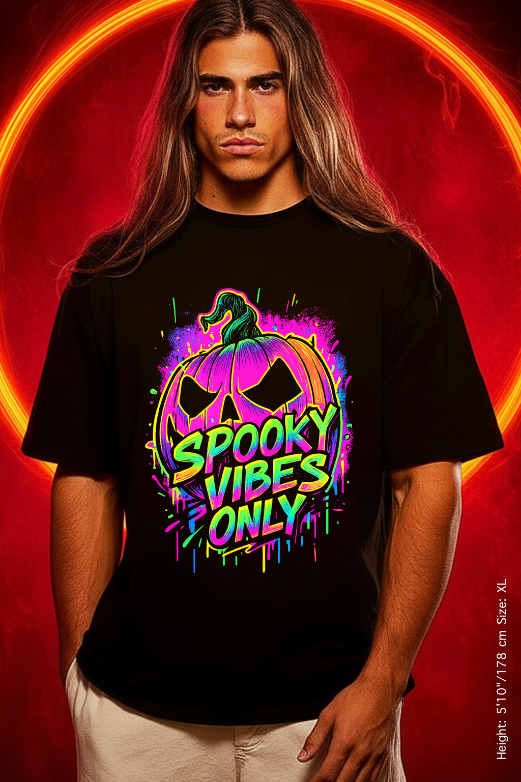 🎃 Spooky Vibes Only Tee - Neon Nights & Pumpkin Bites. Unisex Garment-Dyed T-shirt