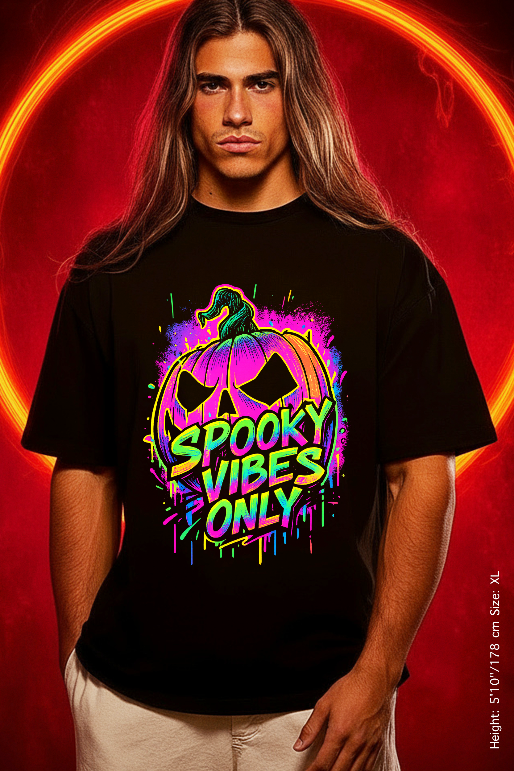 🎃 Spooky Vibes Only Tee - Neon Nights & Pumpkin Bites. Unisex Garment-Dyed T-shirt