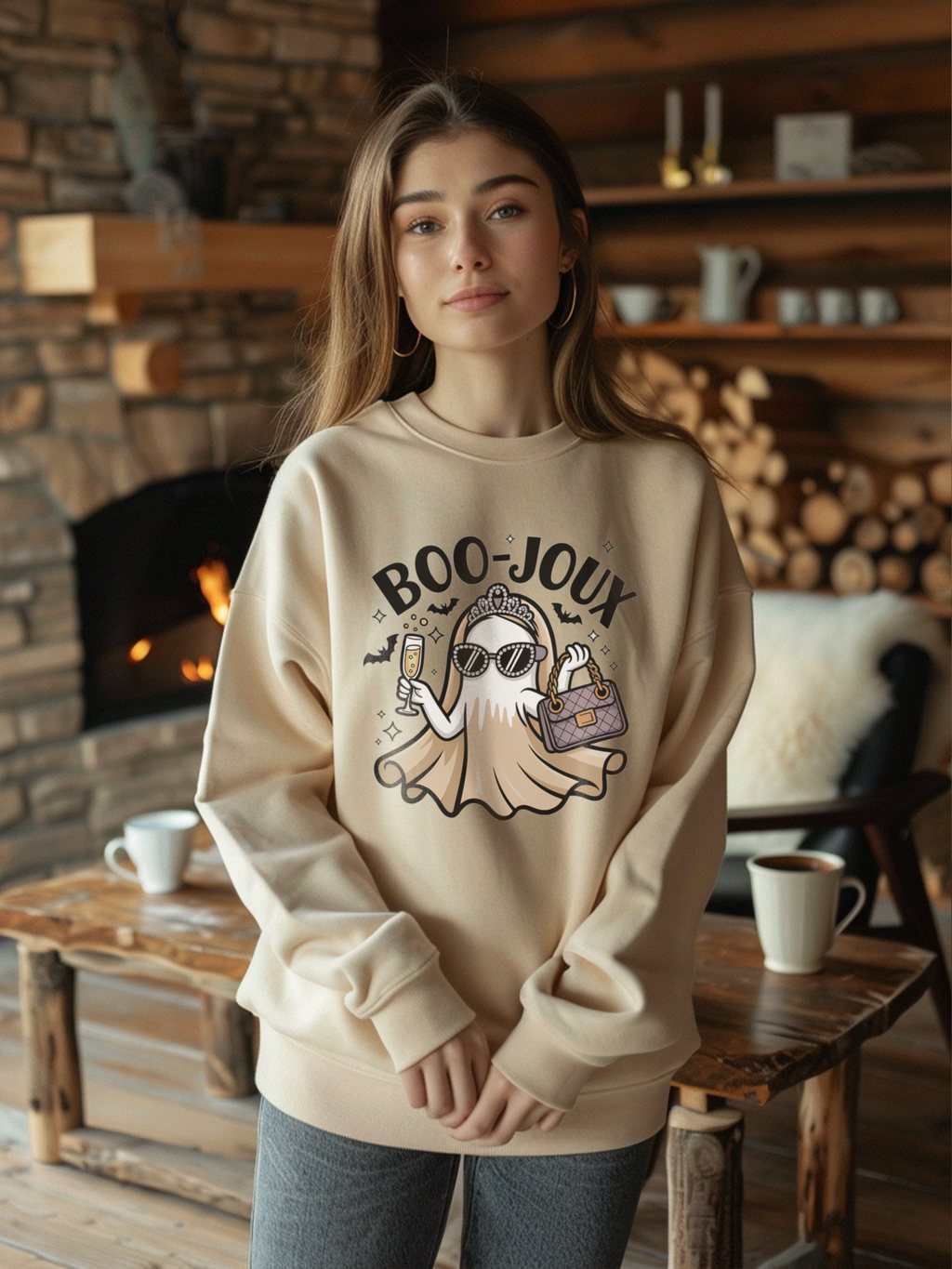Boo-joux Ghost Sweatshirt, Funny Halloween Sweatshirt, Boujee Ghost Pullover, Spooky Season Crewneck, Glam Ghost Shirt, Fall Party Sweatshirt