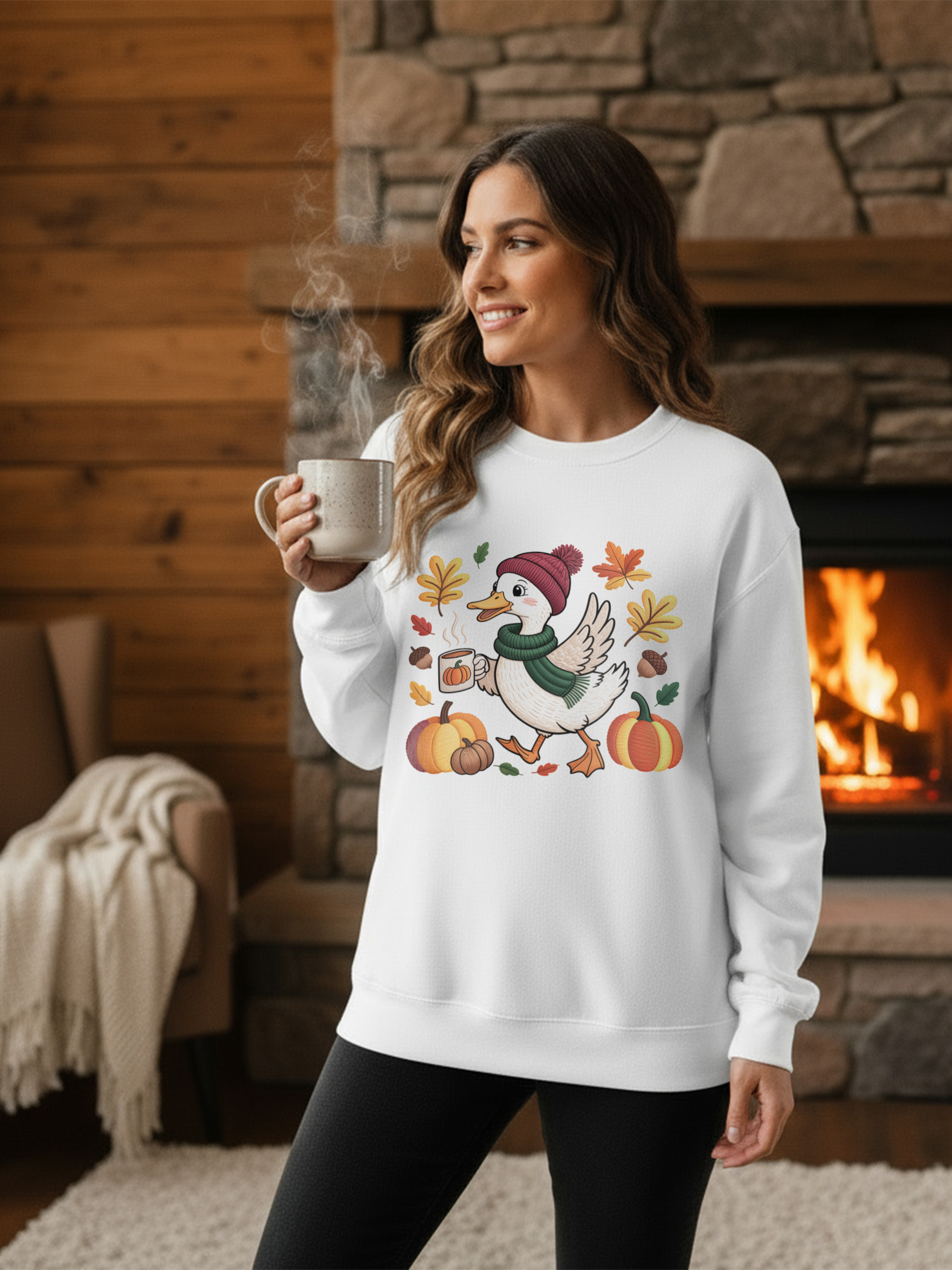 Fall Duck Sweatshirt, Cozy Autumn Pumpkin Sweatshirt, Vintage Fall Crewneck, Cute Animal Lover Gift, Thanksgiving Pullover, Cozy Season Sweatshirt