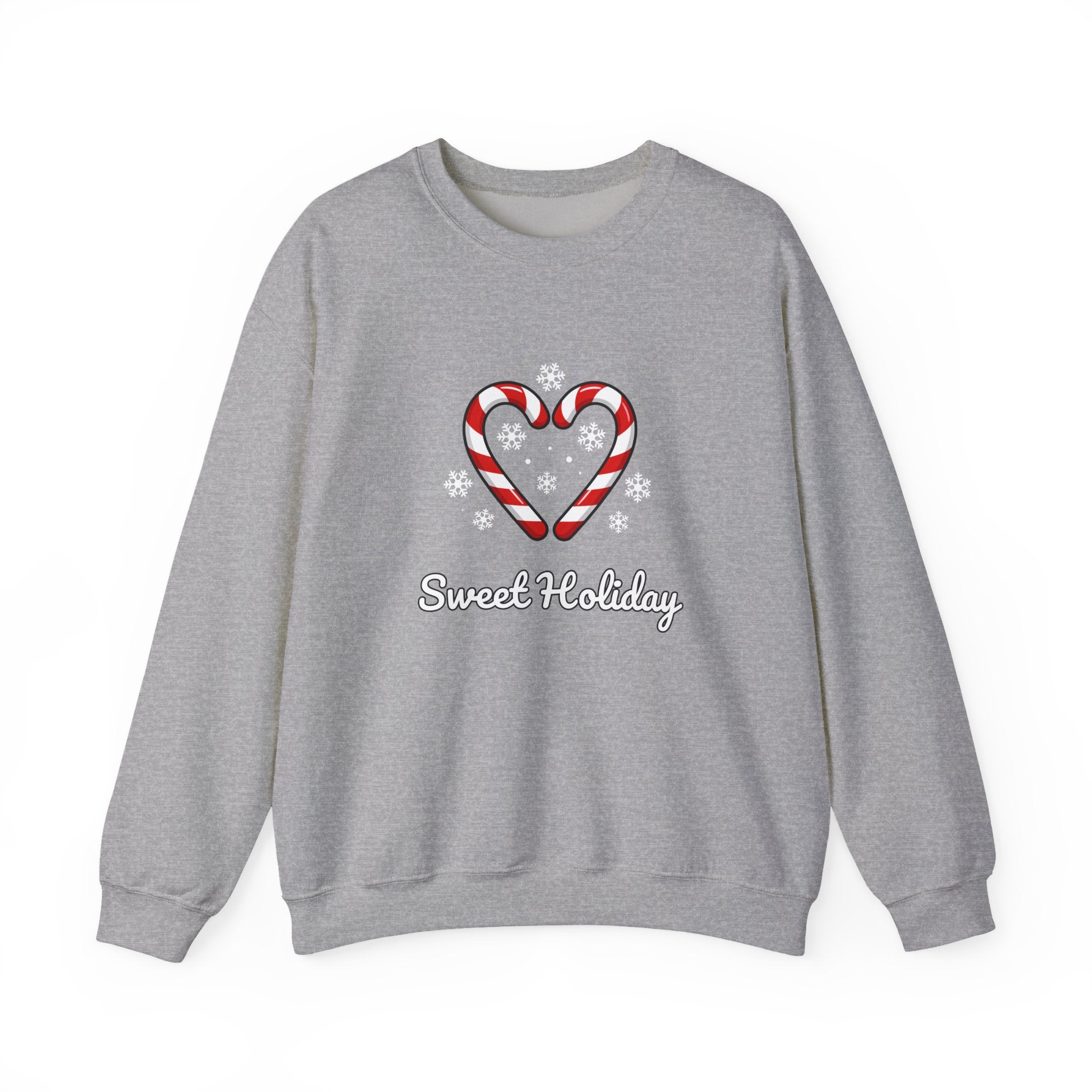 Sweet Holiday Sweatshirt, Candy Cane Heart Christmas Sweater, Snowflake Winter Sweater, Cute Xmas Crewneck for Women, Christmas Sweatshirt for Women