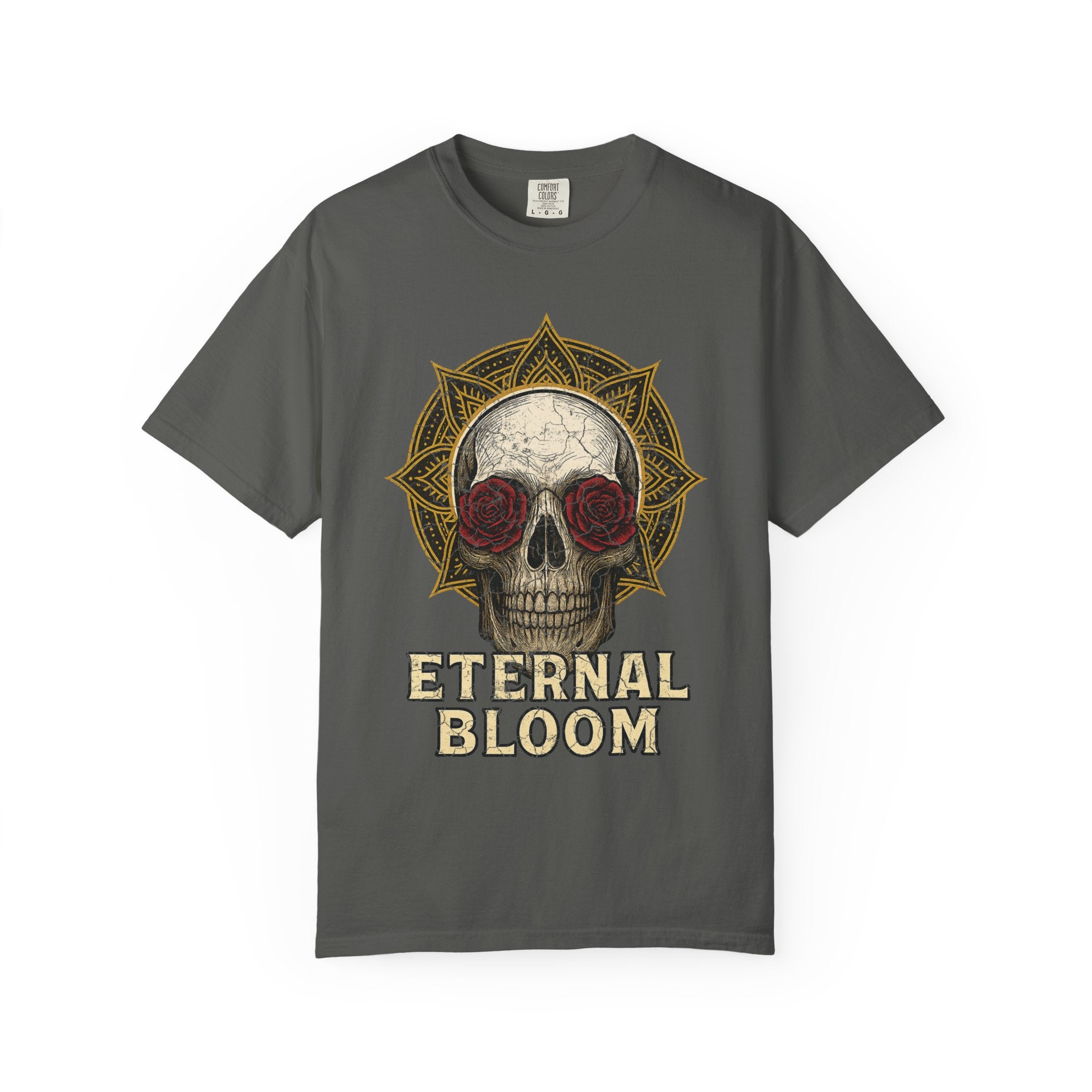 Eternal Bloom Tee – Death is Not the End. Unisex T-Shirt, Graphic Tee for Nature Lovers, Skull Design, Perfect for Festivals, Unique Gift Idea, Comfortable Casual Wear