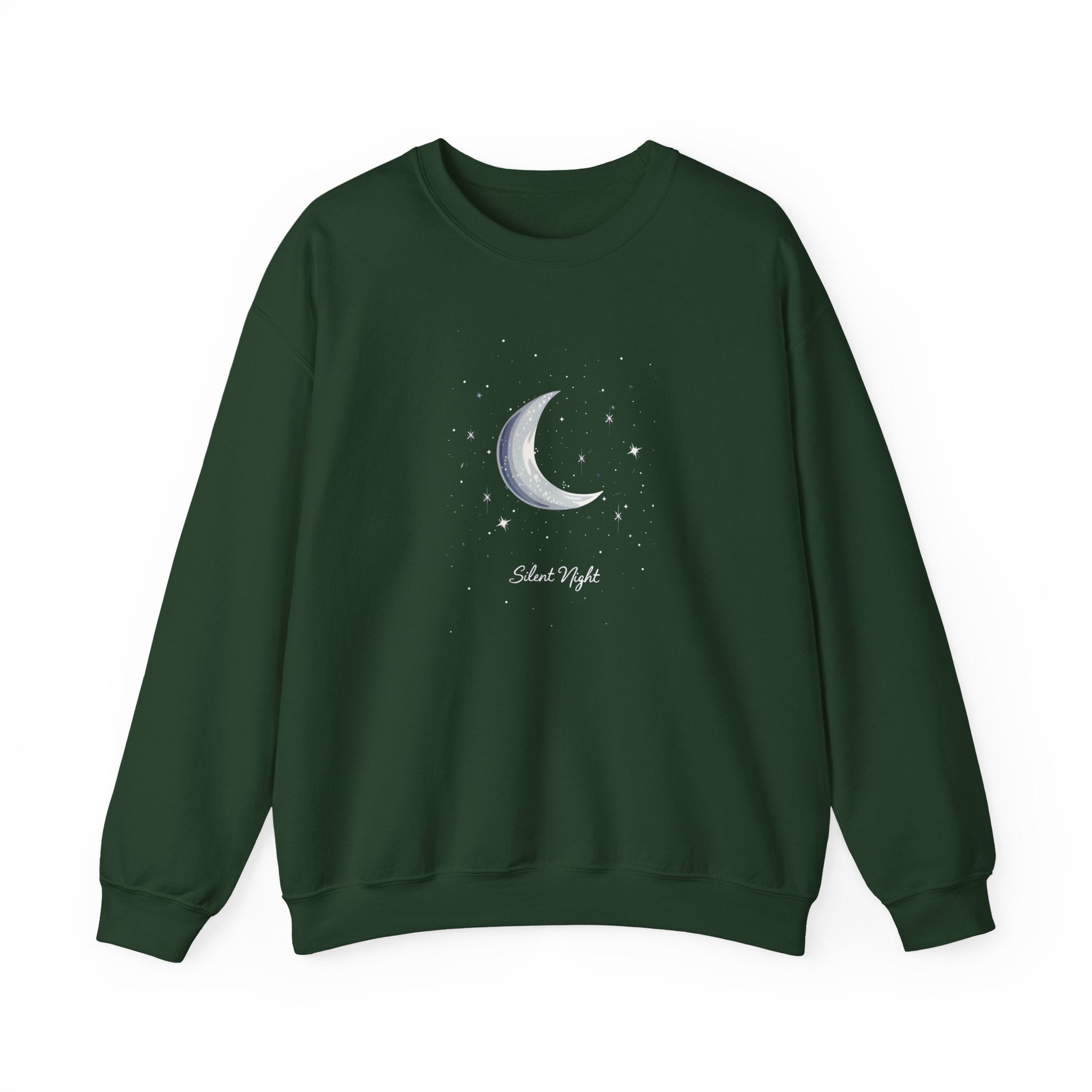 Silent Night Christmas Sweatshirt, Moon Christmas Crewneck, Winter Woman Sweater, Astronomy Lover Gift, Girly Holiday Sweatshirt for Woman