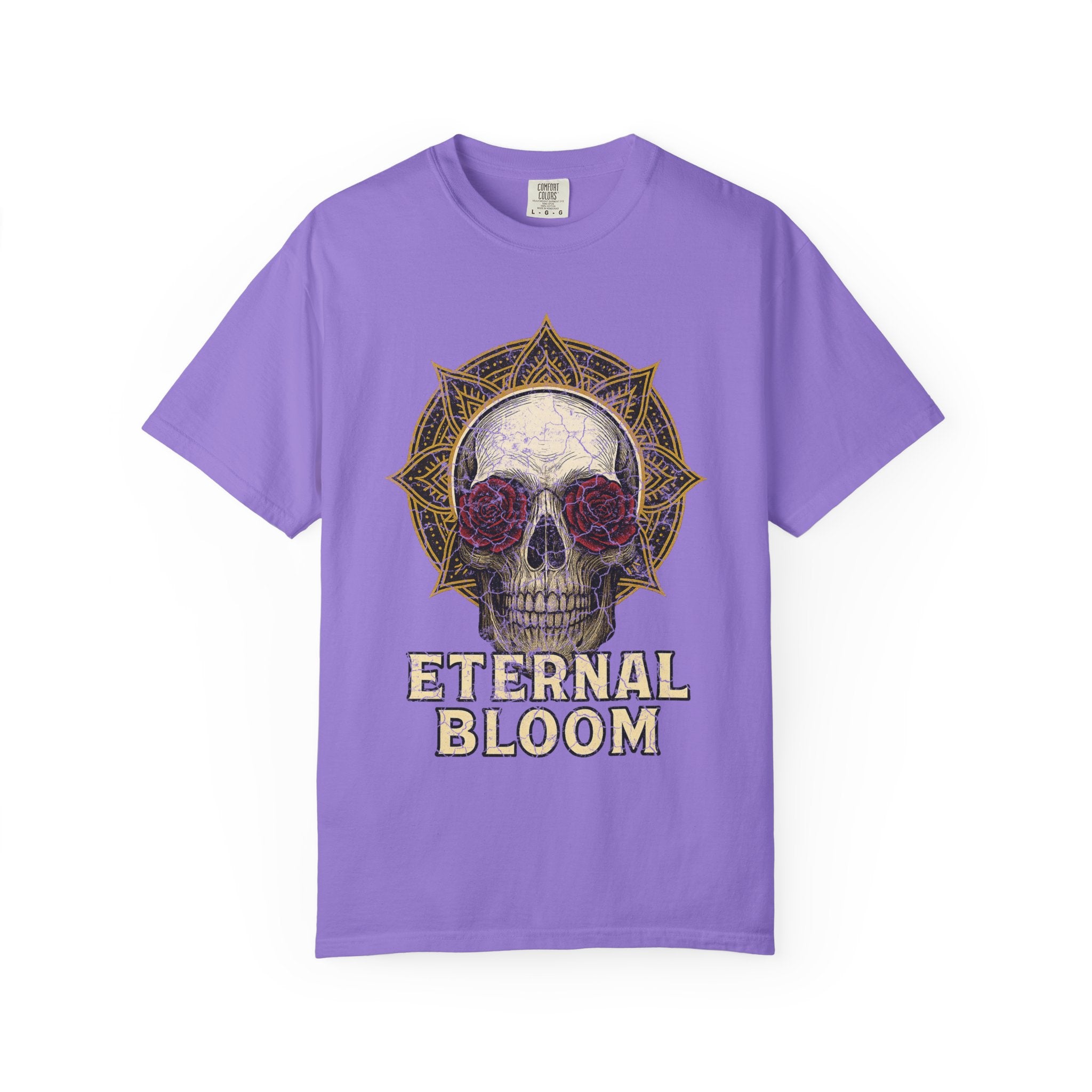 Eternal Bloom Tee – Death is Not the End. Unisex T-Shirt, Graphic Tee for Nature Lovers, Skull Design, Perfect for Festivals, Unique Gift Idea, Comfortable Casual Wear