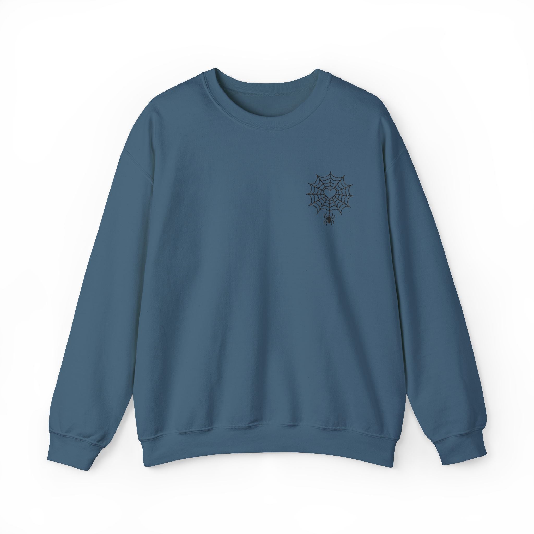 🕷️ Spider Web Minimalist Embroidered Sweatshirt – Subtle, Soft, and Spooky. Cozy Winter Sweatshirt, Unisex Crewneck Sweatshirt, Casual Comfortable Top, Gift for Him/Her, Perfect for Holidays