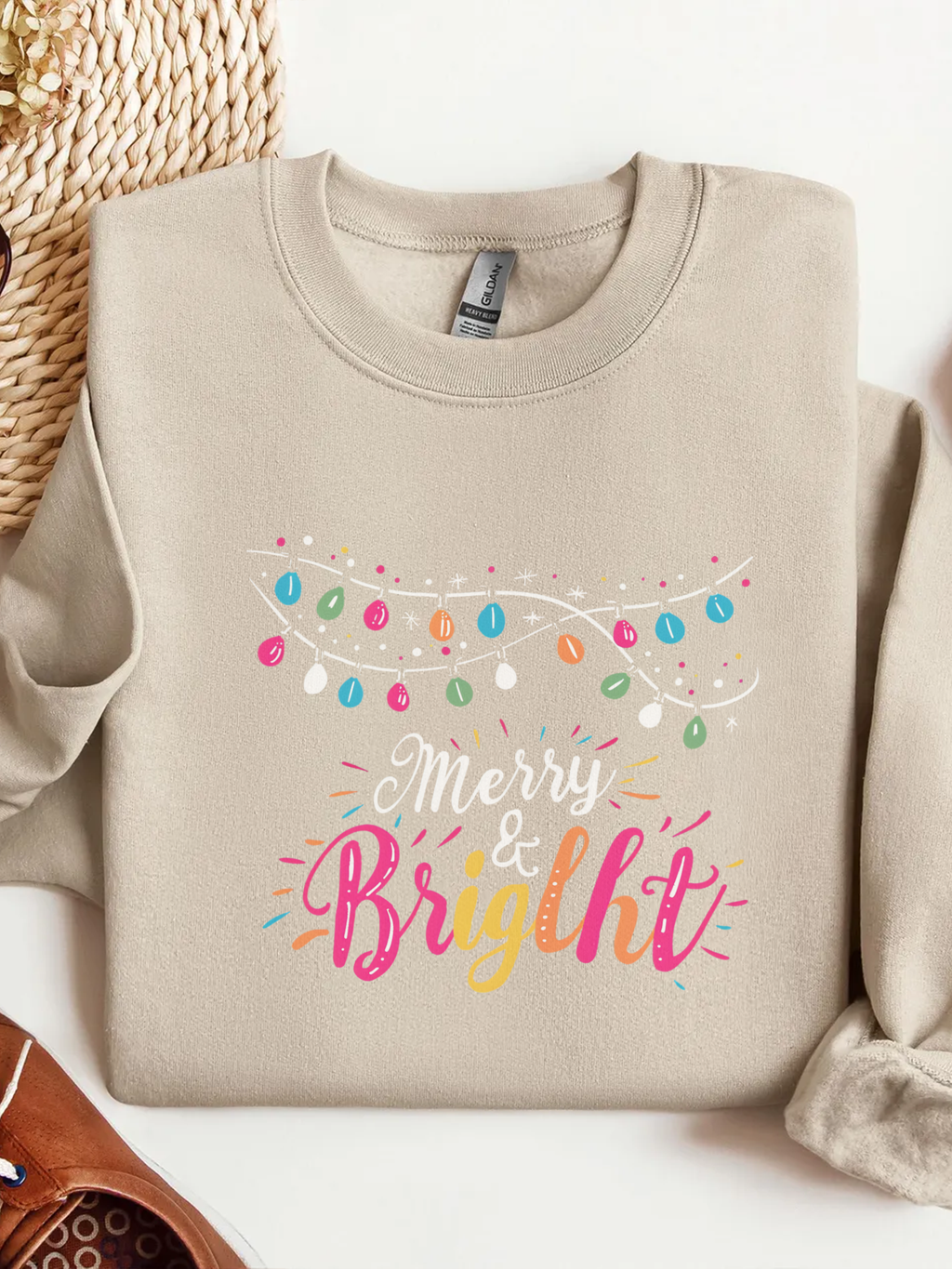 Merry and Bright Sweatshirt, Christmas Crewneck, Family Christmas Sweater, Christmas Shirt for Women, Merry Christmas Sweatshirt, Holiday Woman Gift