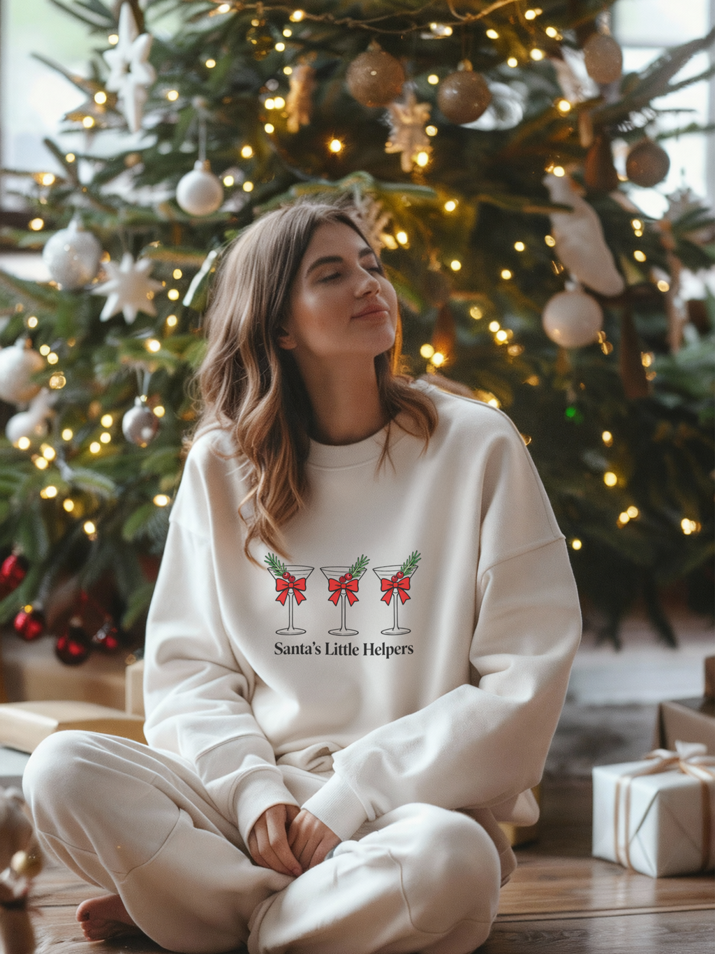 Santa's Little Helpers Sweatshirt, Christmas Woman Crewneck, Womens Christmas Shirt, Christmas Gift, Funny Christmas Shirt, Festive Holiday Gift