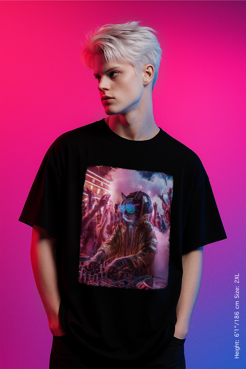 Mainstage Meow Tee – Drop the Bass, Not the Vibe. Vibrant Unisex Graphic T-Shirt with Chill Vibe, Casual Wear for Music Lovers, Perfect for Concerts, Festivals, Gifting