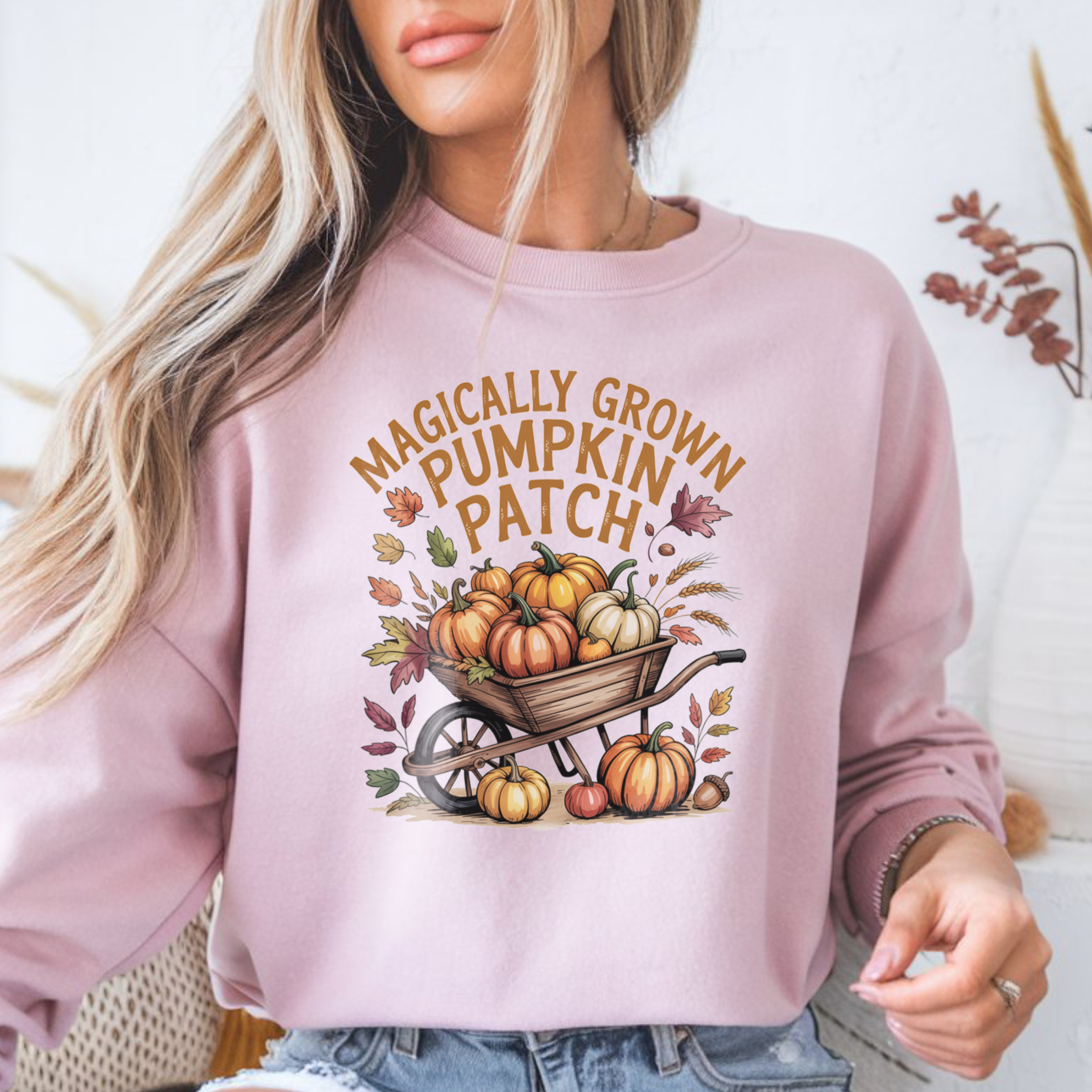 Magically Grown Pumpkin Patch Sweatshirt, Cozy Fall Sweatshirt, Autumn Pumpkin Lover Pullover, Vintage Fall Crewneck, Thanksgiving Shirt, Farmhouse Aesthetic