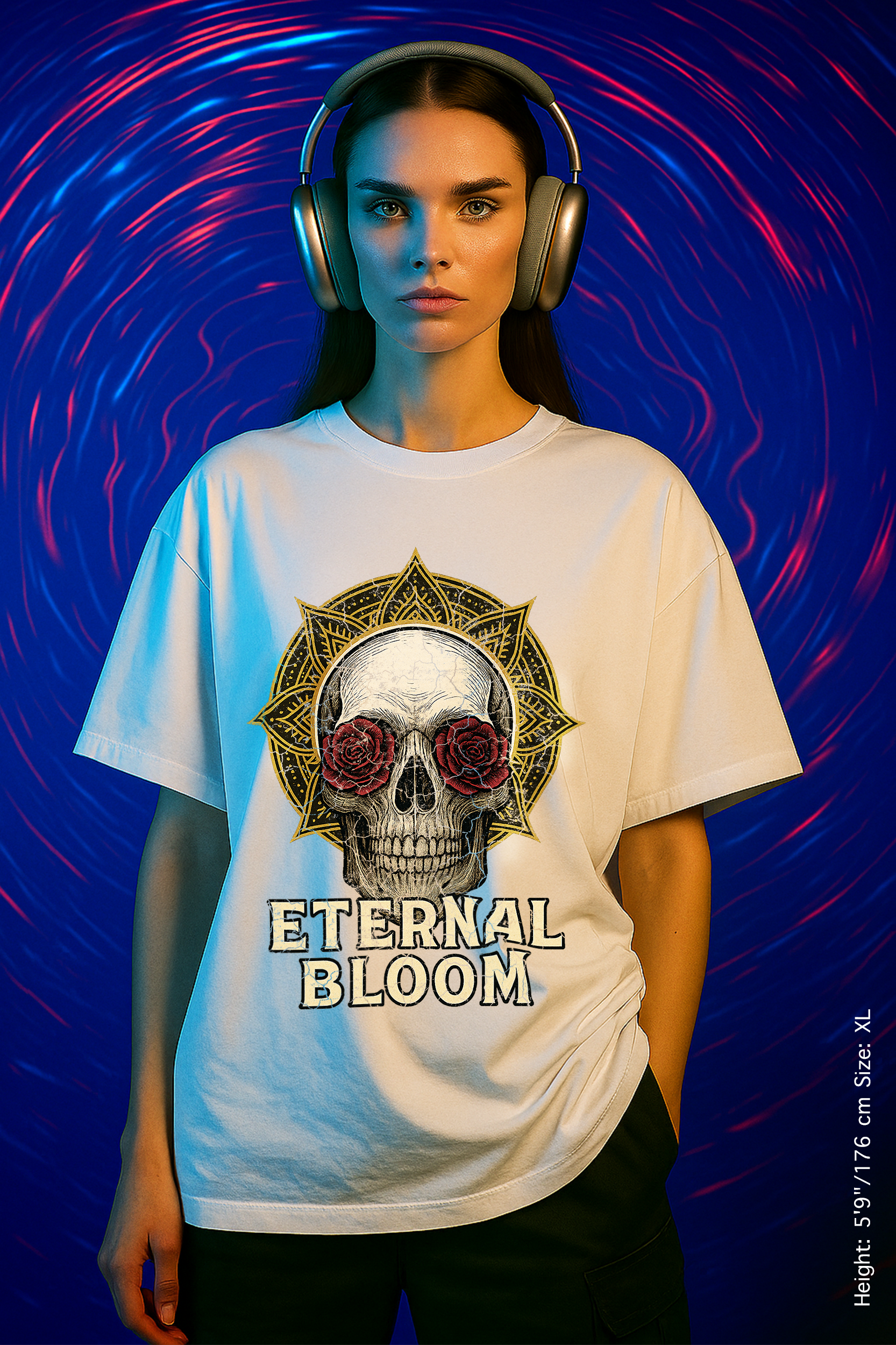 Eternal Bloom Tee – Death is Not the End. Unisex T-Shirt, Graphic Tee for Nature Lovers, Skull Design, Perfect for Festivals, Unique Gift Idea, Comfortable Casual Wear
