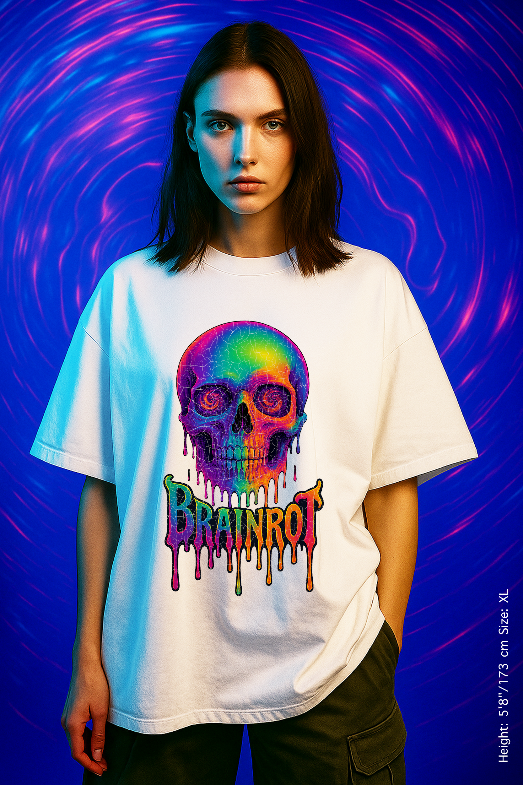 Brainrot Tee – Melting Minds Since Forever. Vibrant Skull Graphic Tee - Unisex Tie-Dye T-Shirt, Festival Wear, Music Concert Outfit, Edgy Streetwear, Halloween Shirt