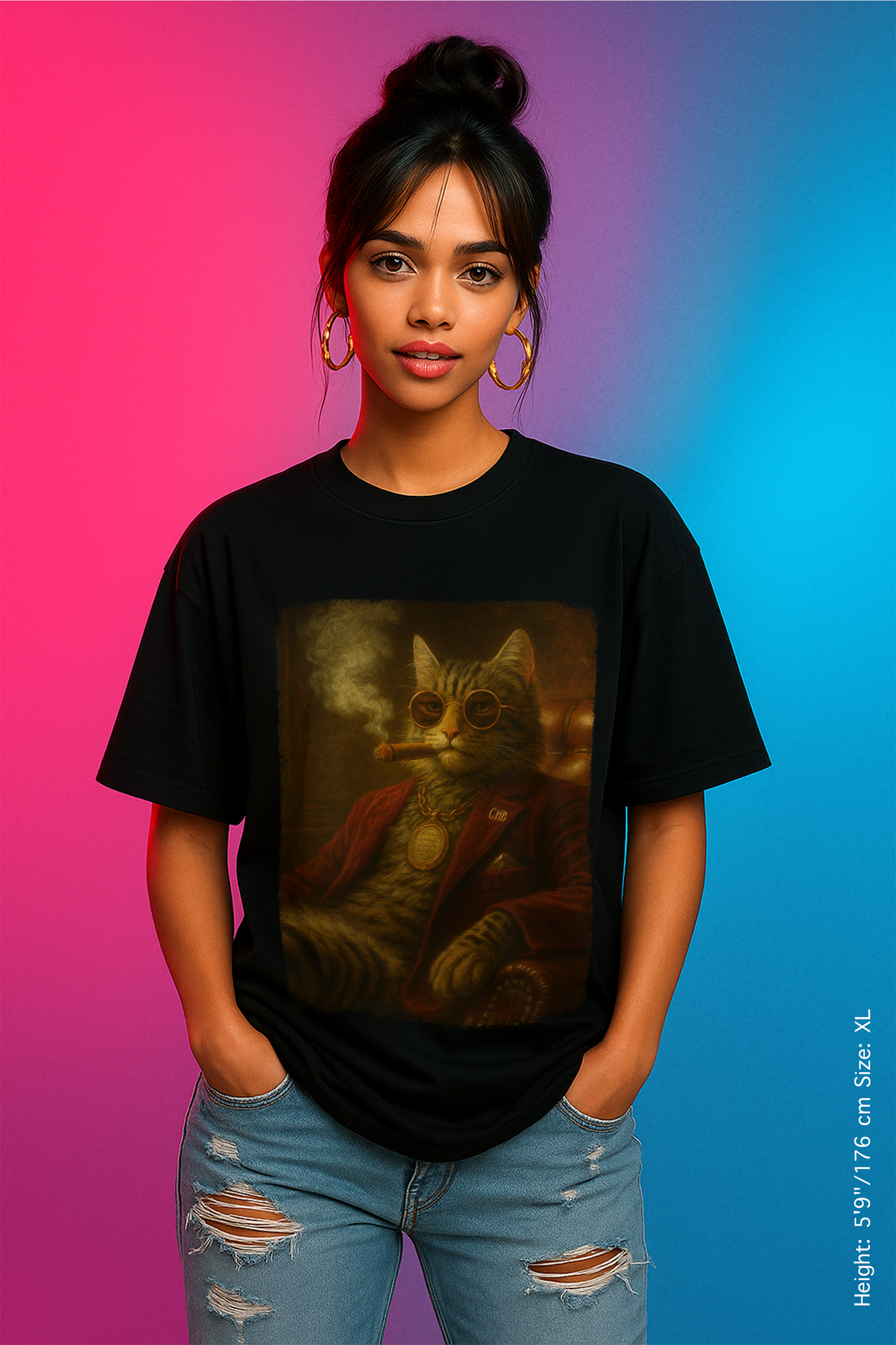 The Chairman Tee – Class, Cigar, Catitude. Artistic Cat Graphic Tee, Vintage Style Unisex T-Shirt, Gift for Cat Lovers, Cozy Casual Wear, Unique Art Design