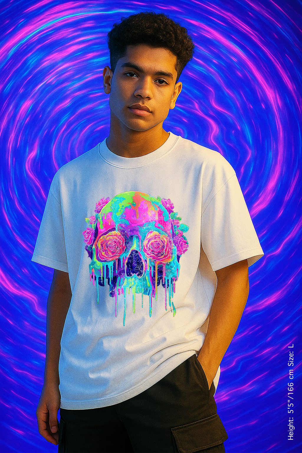 Meltdown Bloom Tee – Pretty. Poisonous. Permanent.  Vibrant Skull Floral Unisex T-Shirt, Artistic Tee, Colorful Skull Shirt, Gift for Artists, Unisex Fashion Tee